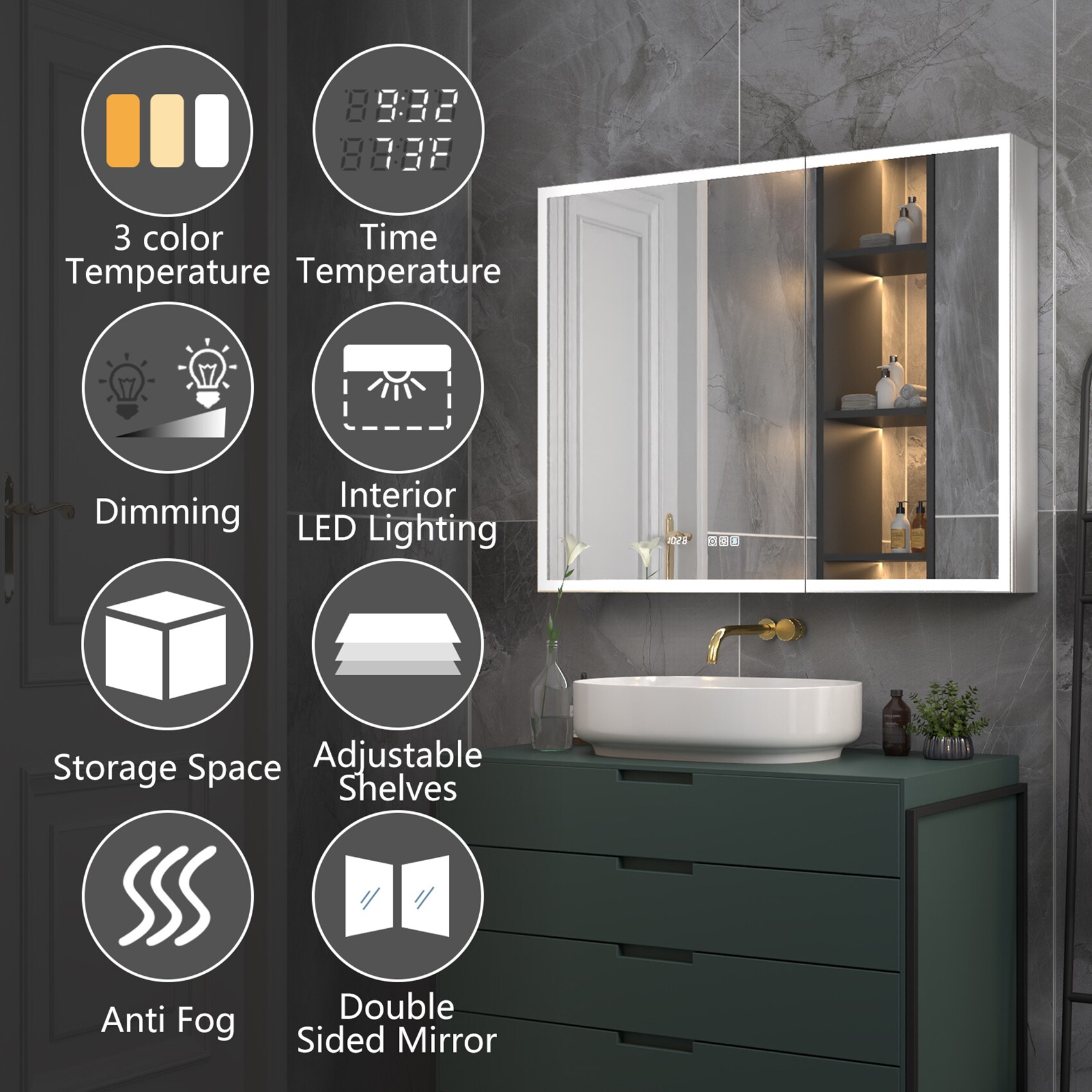 ExBrite LWSDHMC3632V5FB Bathroom-Medicine-Cabinets - View #5