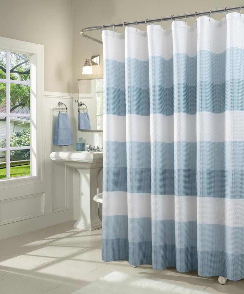 Safdie Forest Stream Woven Waffle Shower Curtain Slate Blue 178 x