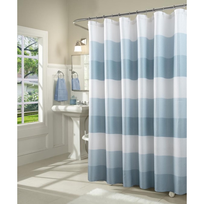 Blue Striped Shower Curtain, Blue Bathroom Shower Curtains