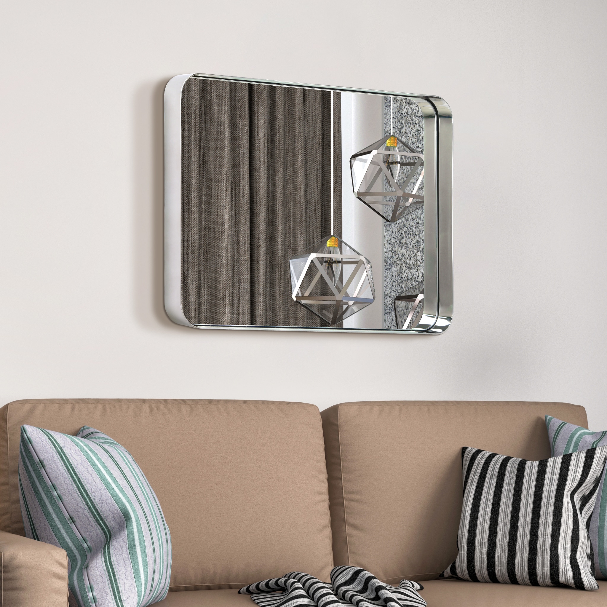 Sleek Silver Stainless Steel 24" x 36" Rectangular Wall Mirror