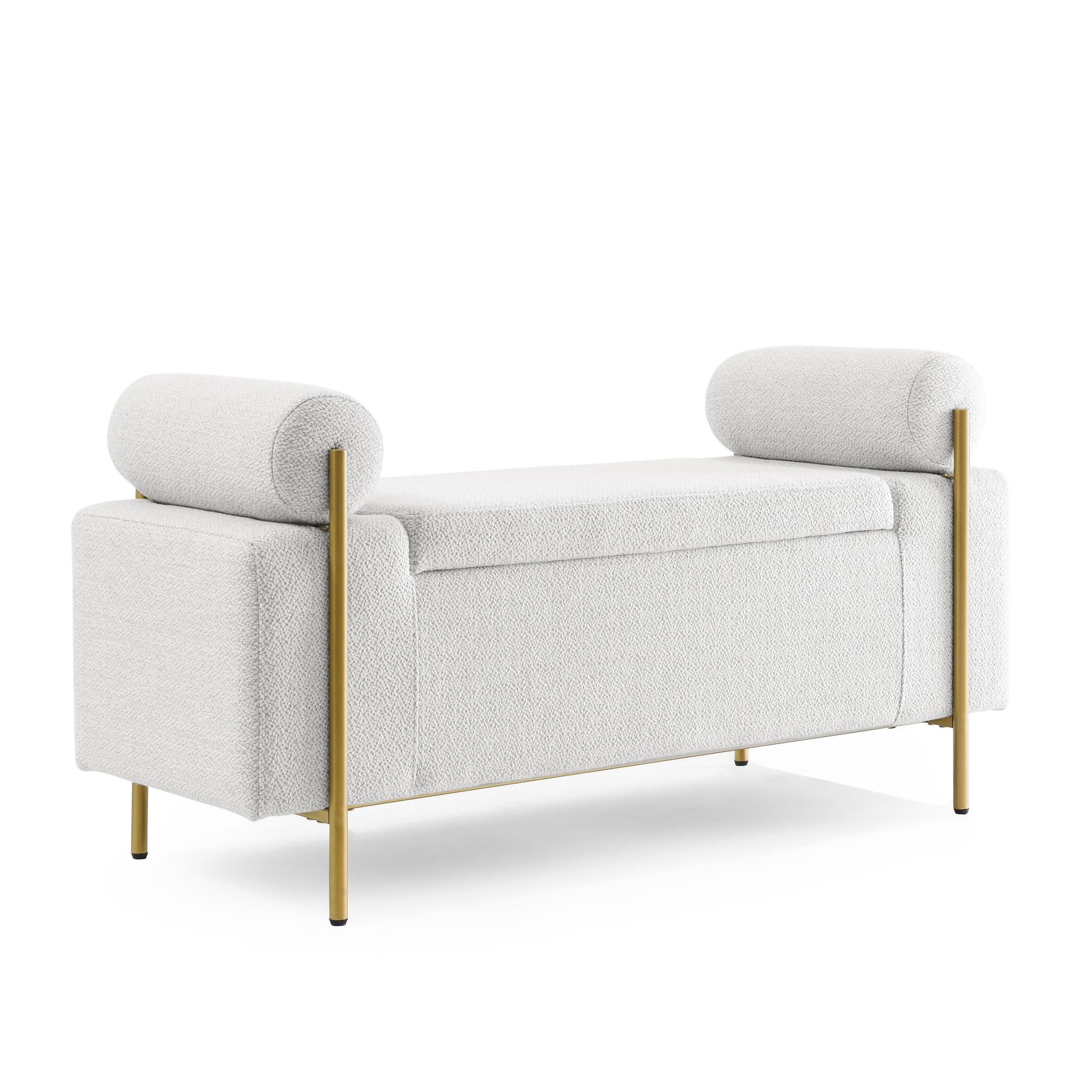 SINOFURN SYA330181WD Casual White Accent Bench with Storage 44-in x 17-in x 23-in