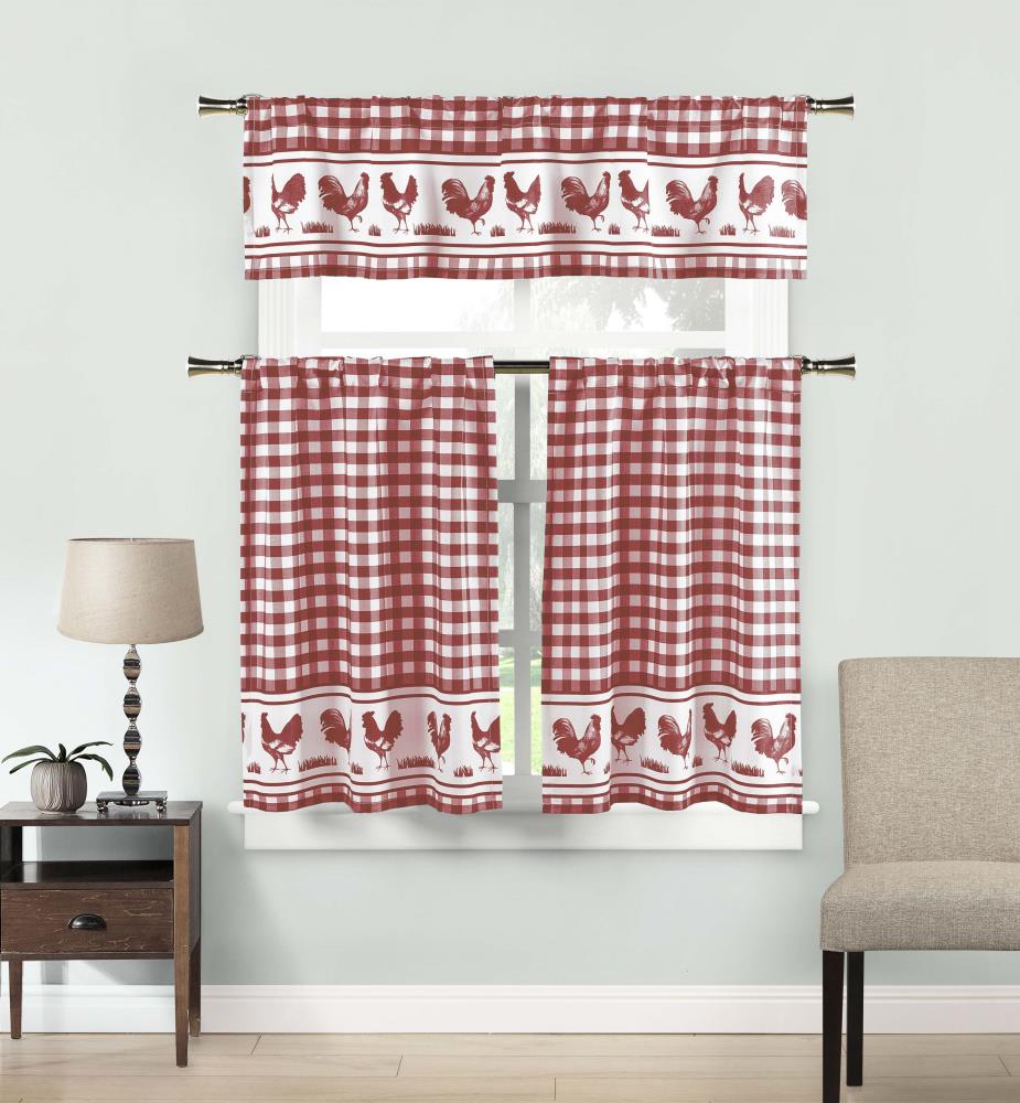 Duck River Textile HELLEN 12261D=12 15-in Burgundy-white Light Filtering Standard Lined Rod Pocket Curtain Panel Pair