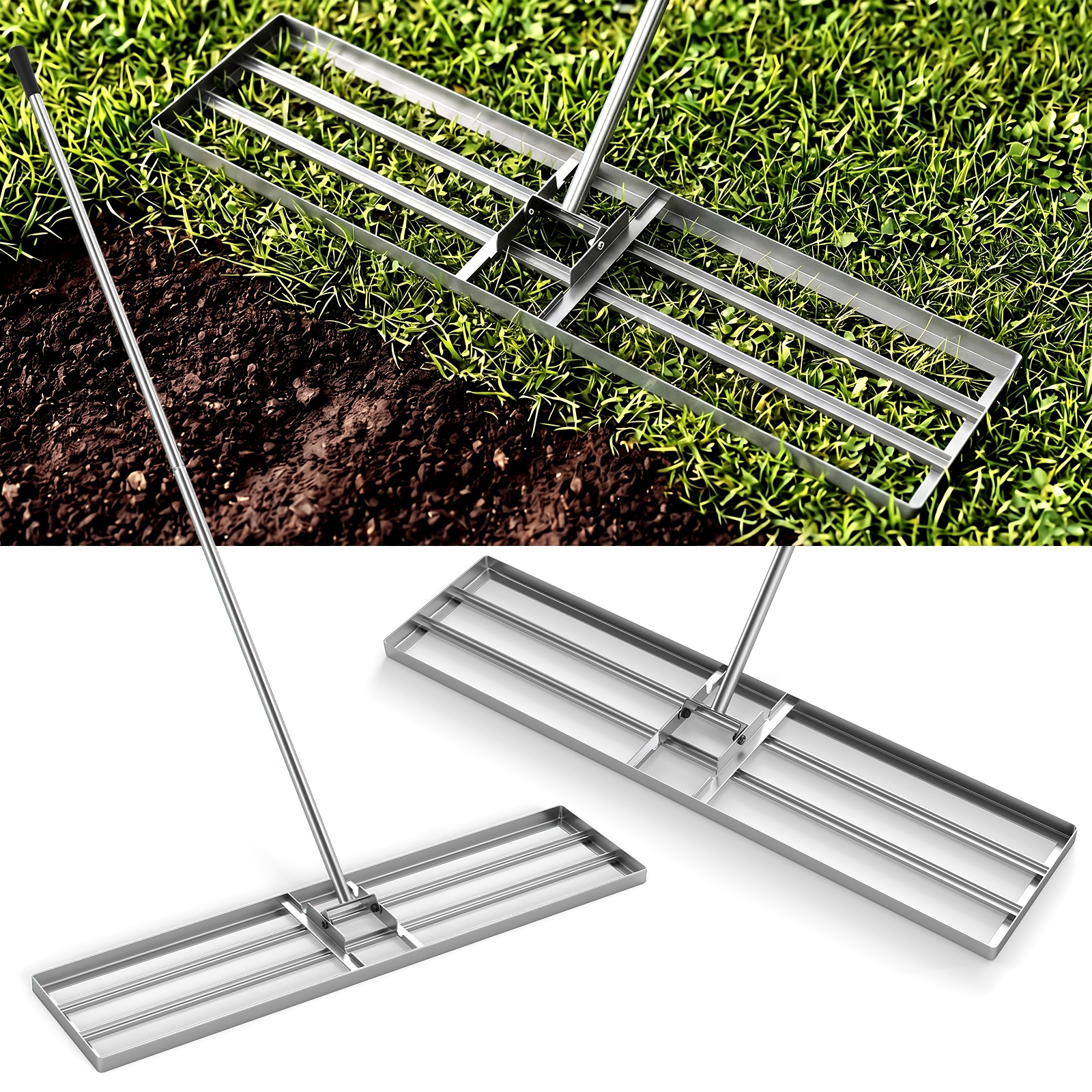 Costway - Lawn Leveling Rake 42 x 10 Inches Heavy Duty Level Lawn Tool for Garden Backyard Lawn ...