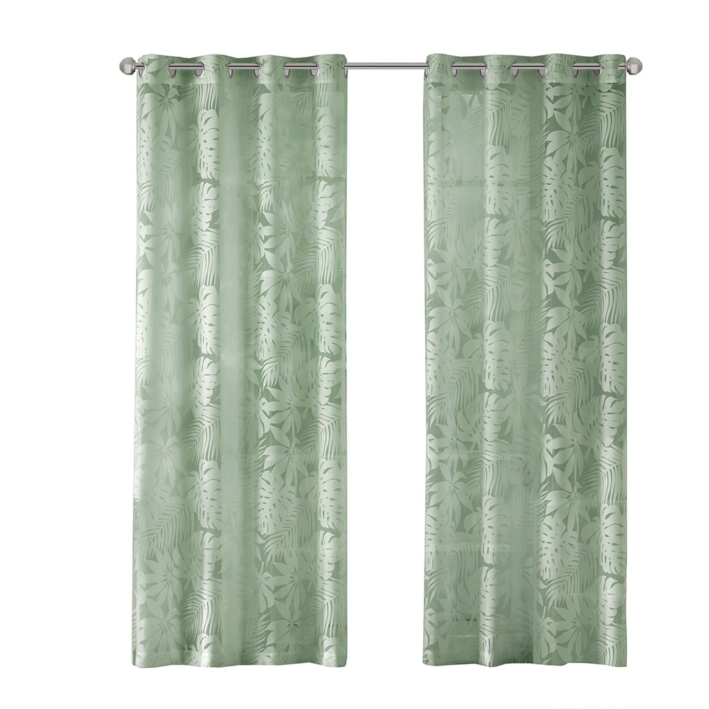 Gracie Mills GRACE-9128-04PM Zephyr Costal Lightweight Burnout Sheer Window Curtain