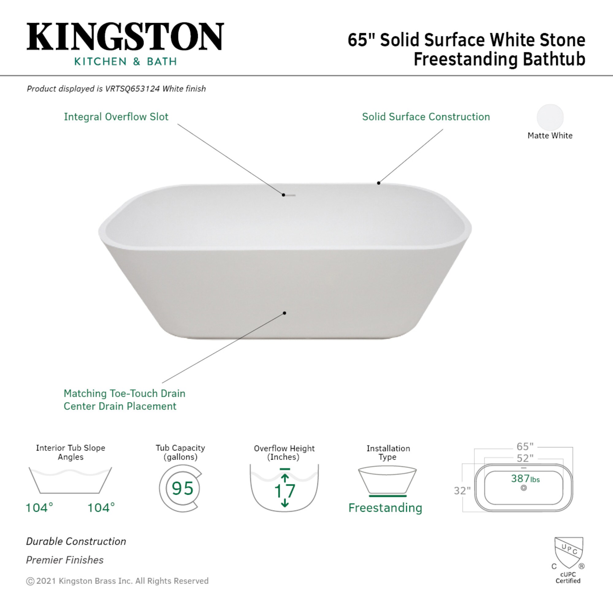 Kingston Brass UUVRTSQ653124 bathtubs - View #3