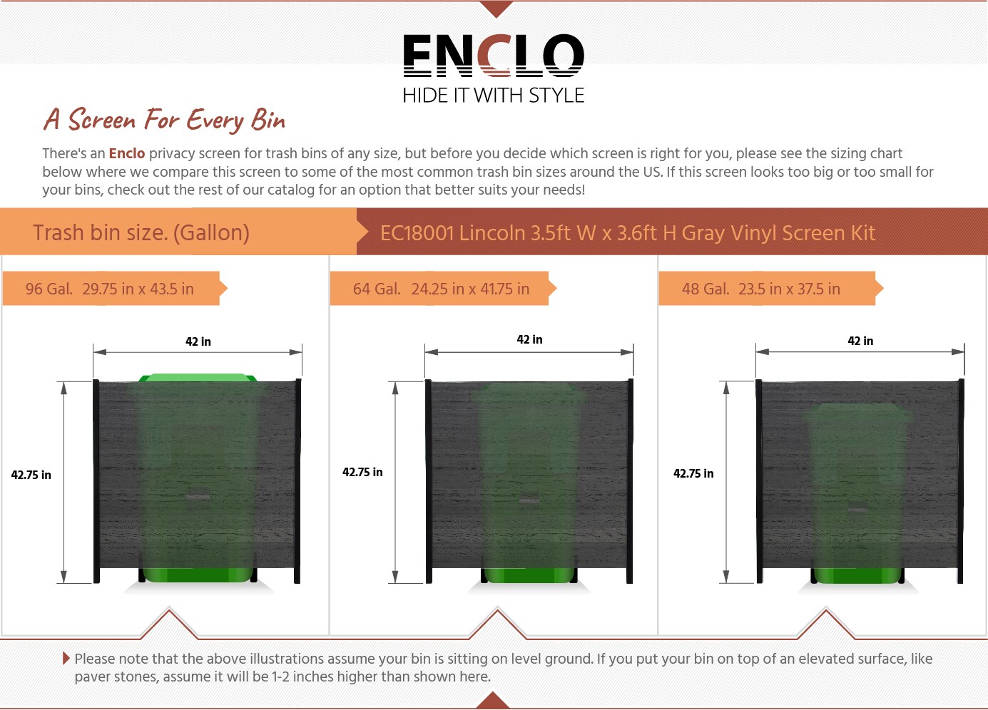 Charcoal No Dig Vinyl Privacy Screen with WoodTek Finish