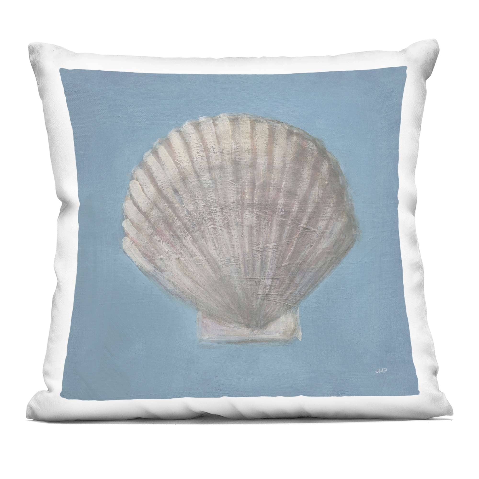 Stupell Industries PLQ-527-SQW-18X18 Soft Sea Clam Shell Decorative Printed Throw Pillow design by Julia Purinton 18 x 18