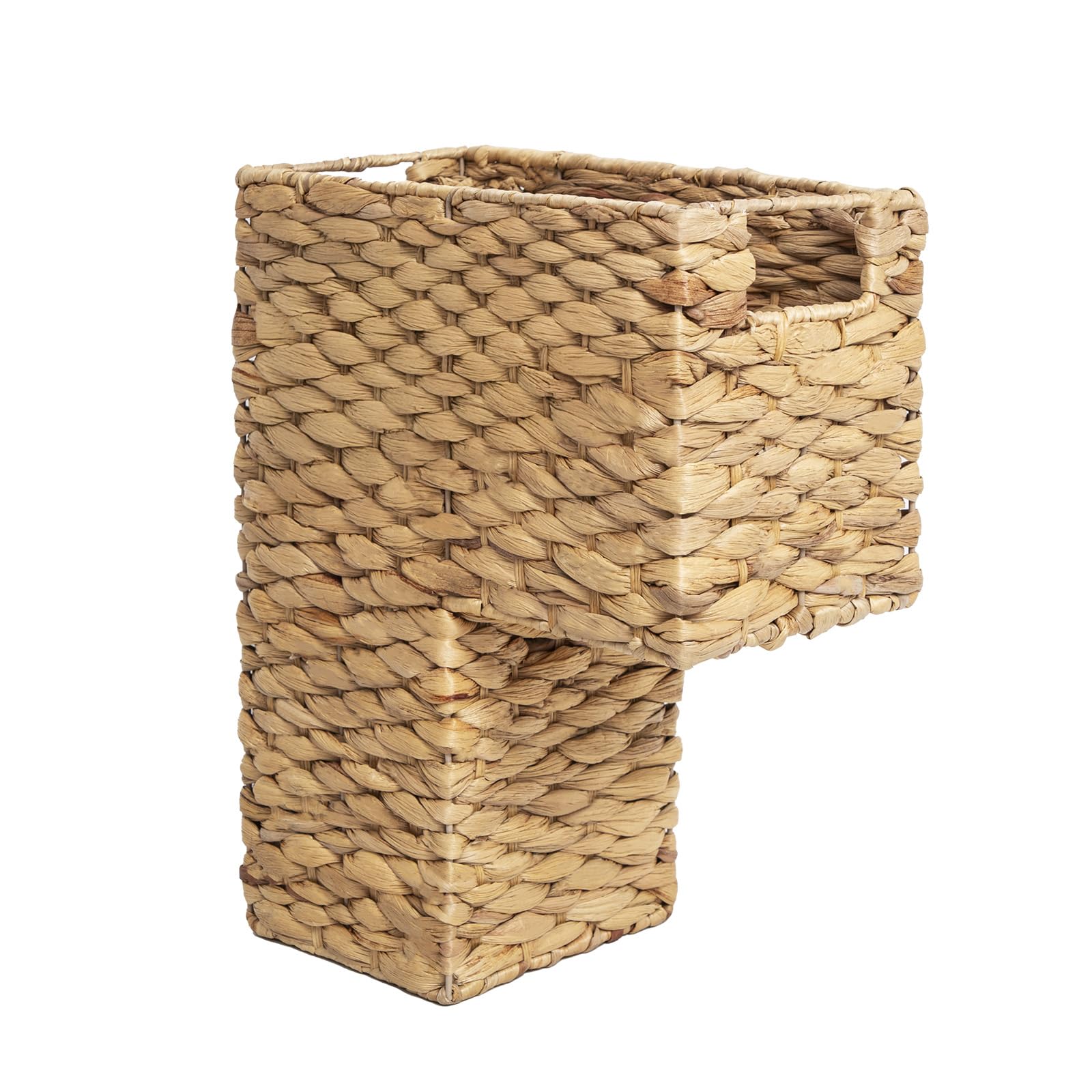CYQBD Stair Basket Water Hyacinth Woven Handles Storage