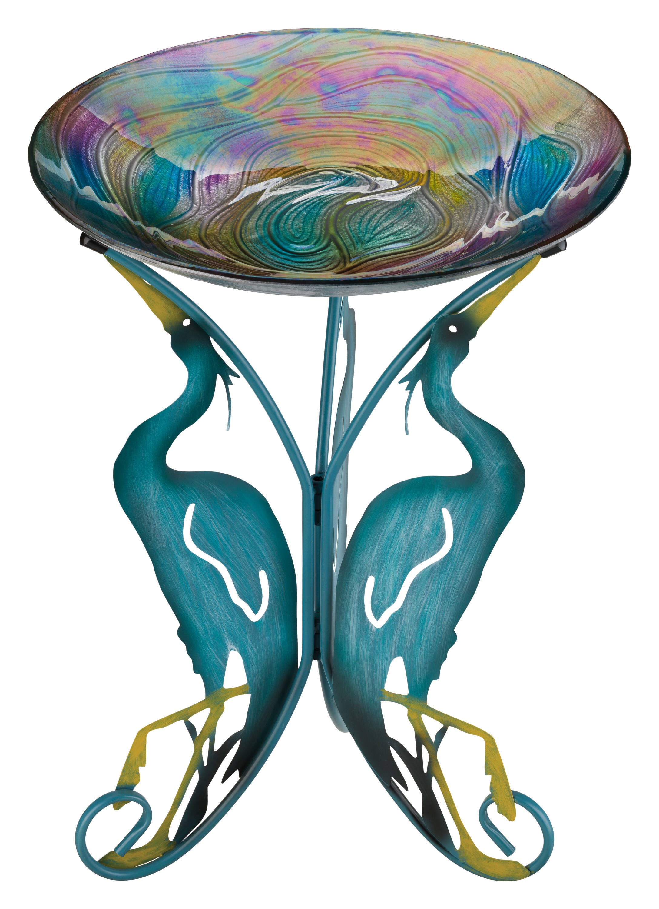 Regal Art & Gift 13391 25-Inches H Blue Glass Complete birdbath