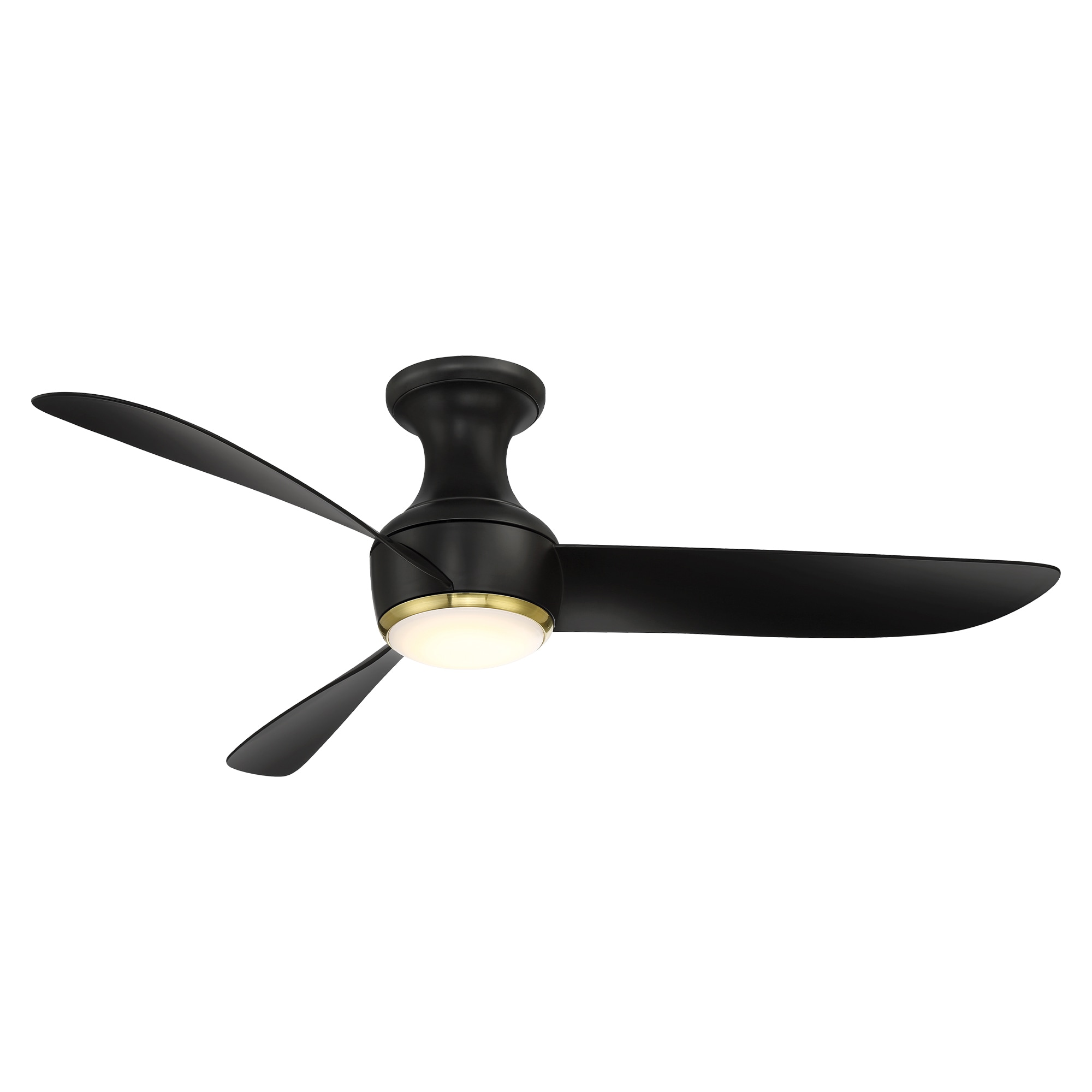Modern Forms FH-W2203-52L-SB/MB Corona 52-in Integrated LED Outdoor Flush Mount Smart Soft Brass with Matte Black Blades Ceiling Fan With Light - Remote Included ( 3 -Blade )
