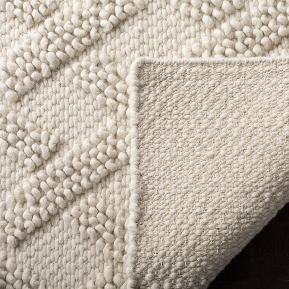 Ivory Hand-Tufted Wool Flat Woven Area Rug, 5' x 8'