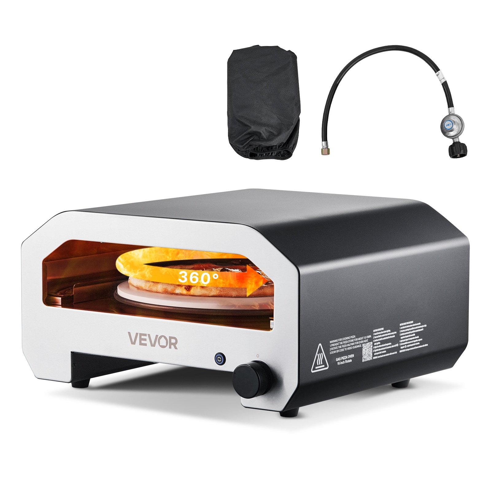 VEVOR BXSPSLYCMBRQHT66JV0 16-IN Gas Pizza Oven Rotation Stainless steel Hearth Propane gas Outdoor Pizza Oven