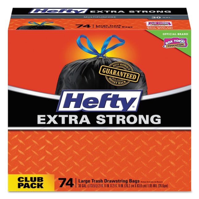 Hefty 30-Gallons Black Plastic Can Drawstring Trash Bag (74-Count) in the Trash  Bags department at