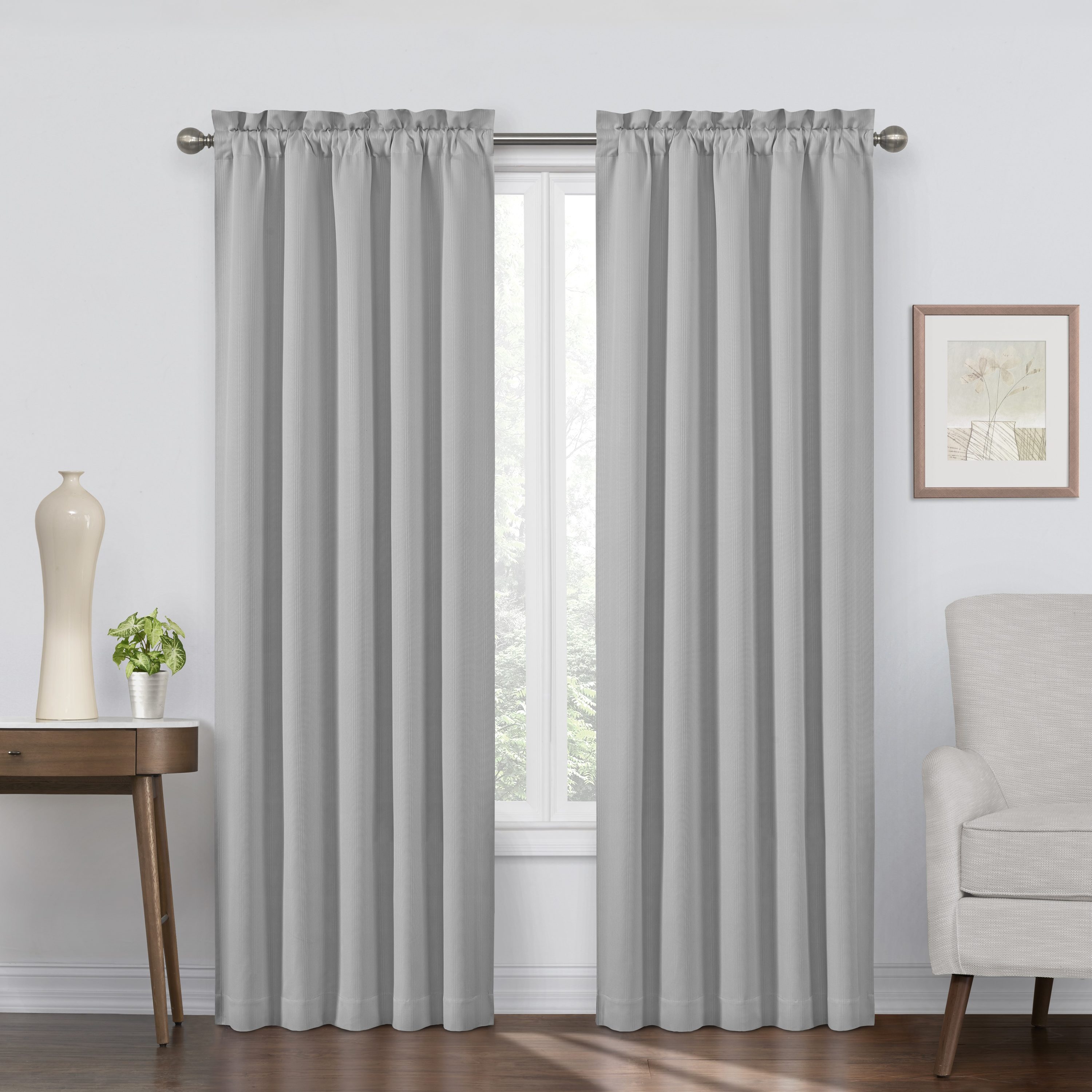 Eclipse 11048042X084PGE 84-Inches Pale Grey Blackout Standard lined Rod pocket Single curtain panel