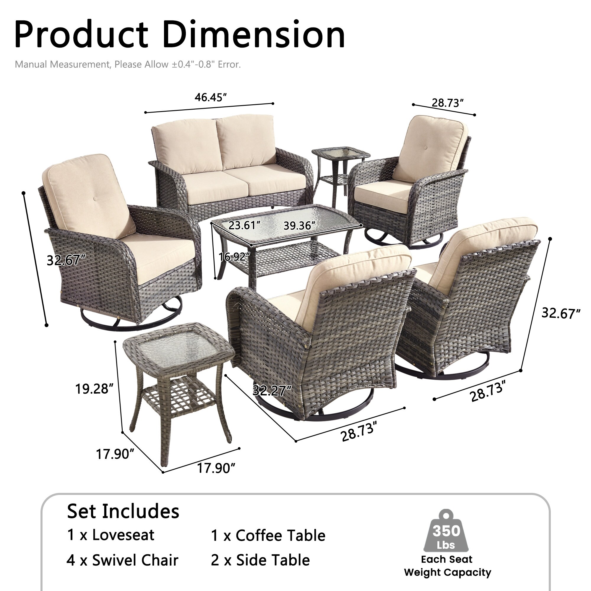 Ovios GN608Y Patio-Conversation-Sets - View #8