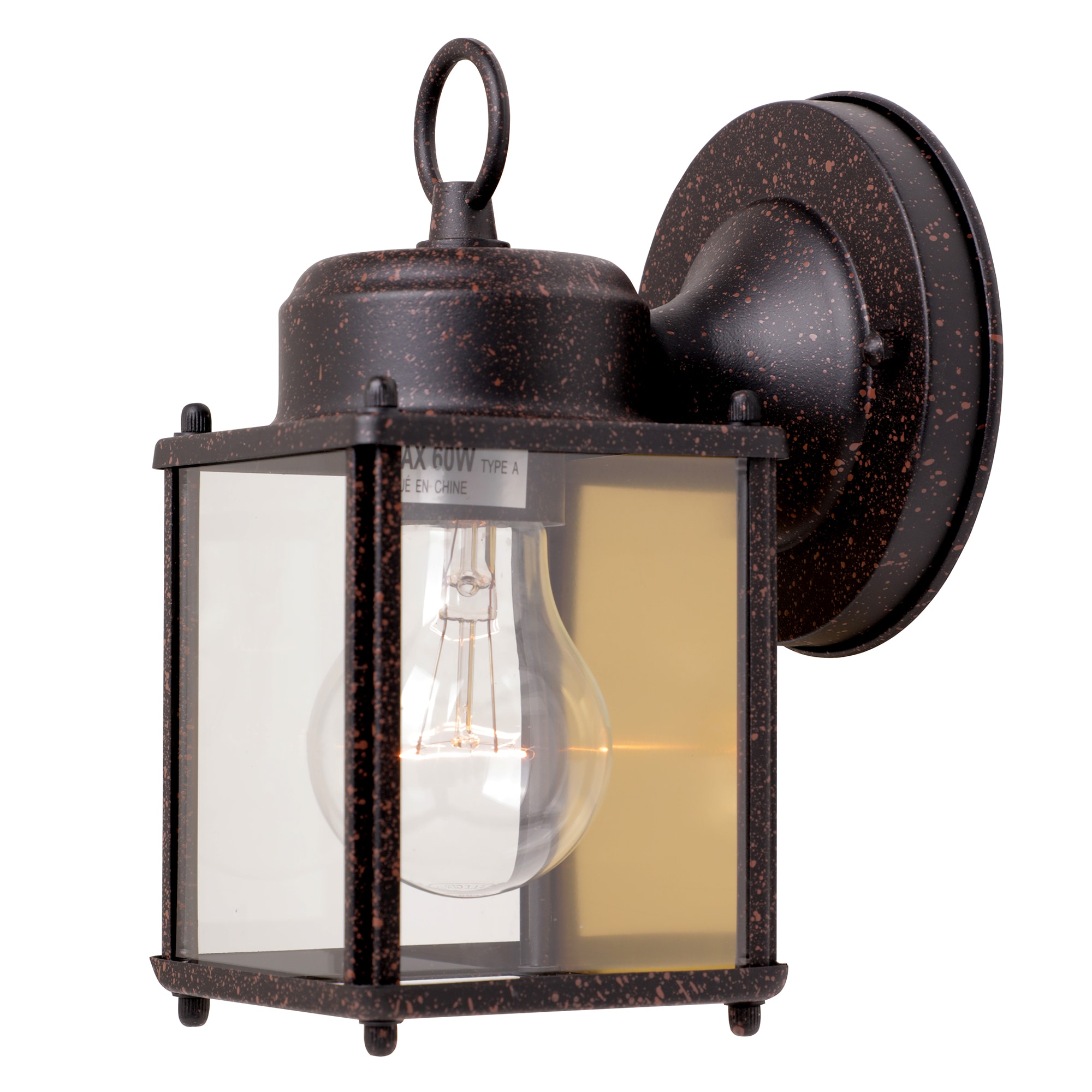 Rust Patina Dimmable Outdoor Lantern Sconce with Clear Glass