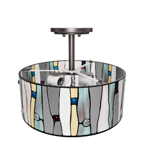 Portfolio 13-in Brushed Nickel Tiffany Incandescent Semi-flush Mount Light Portfolio 13-in Brushed Nickel Tiffany Incandescent Semi-flush Mount Light