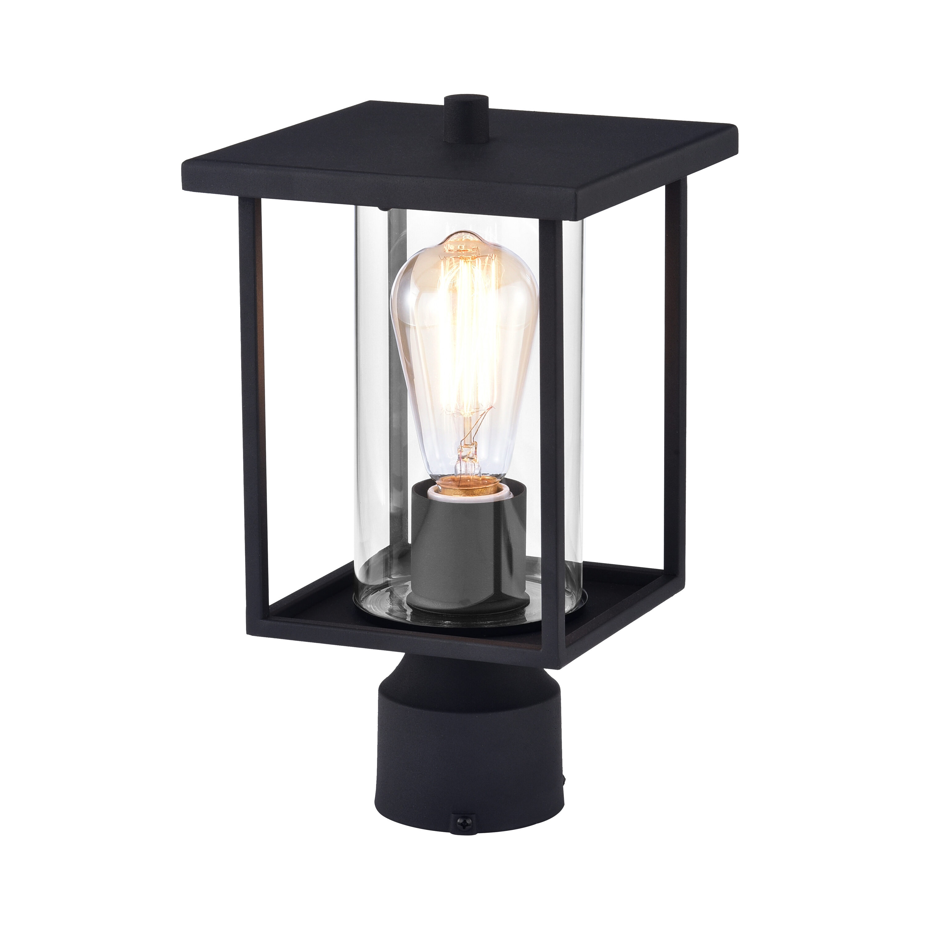 Hukoro 16.5-in Matte Black Modern/Contemporary Outdoor Light Post Lantern