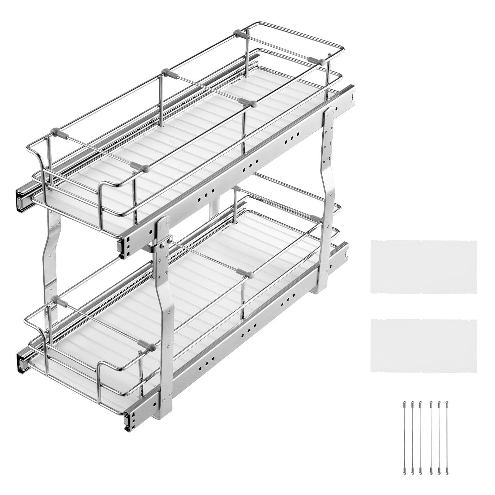 GIVIMO Slim 2-Tier 8.5-in W x 21-in D Chrome Steel Pull-Out Cabinet Organizer for Under-Sink