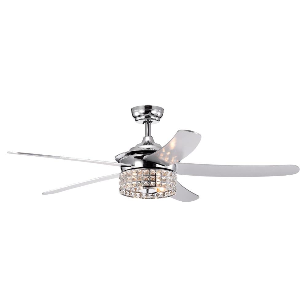 Parrot Uncle F6276110V 52-in Chrome Indoor Chandelier Ceiling Fan and Remote (5-Blade)