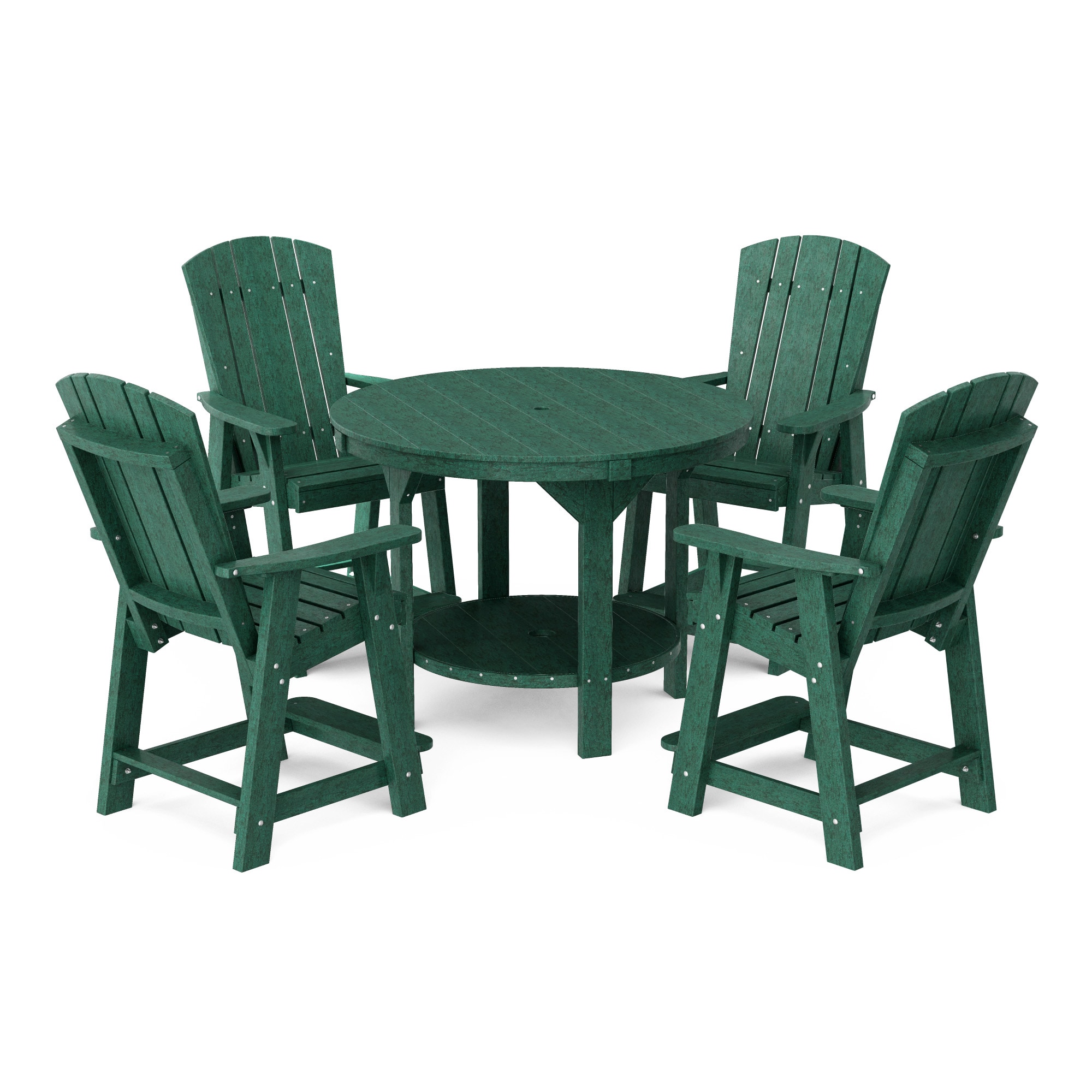 Wildridge LCC-180-TG Heritage 48-in 5 -Piece Turf Green Patio Dining Set Plastic Round Table with 4 Stationary Chairs