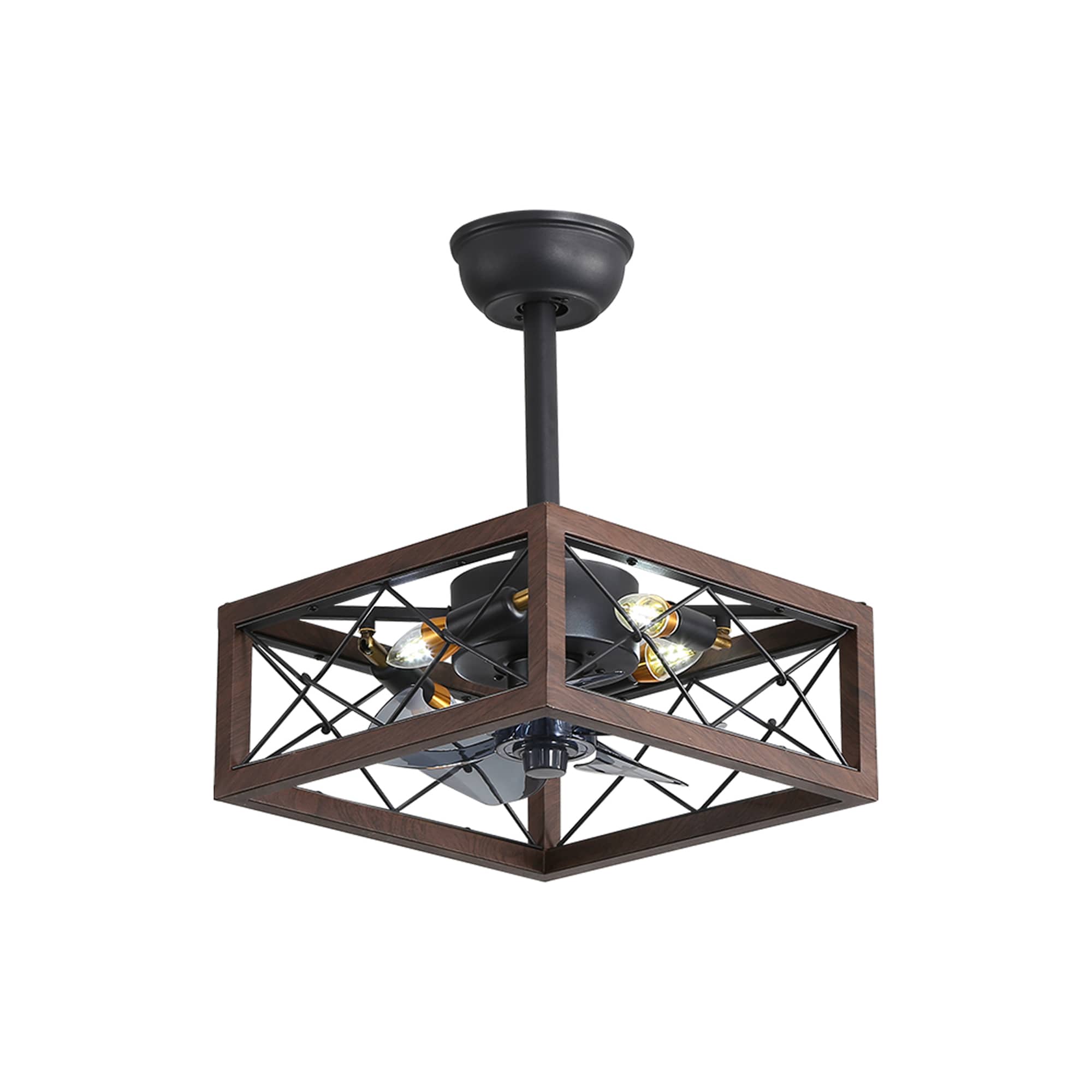 Bybafun YB9100033 17.7-in Color-Changing Black with Finished Blades Fandelier Ceiling Fan Light kit compatible and Remote ( 5 -Blade )