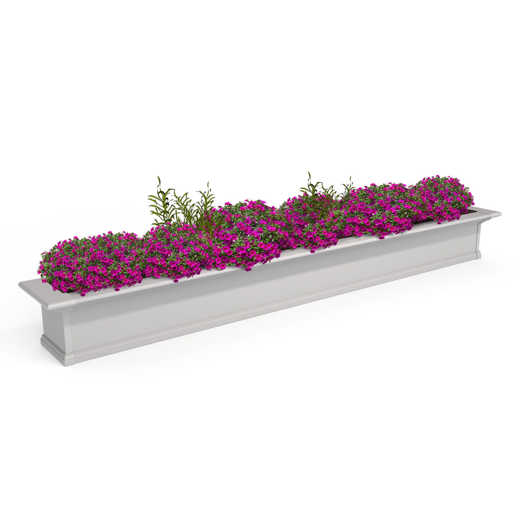 Mayne 96-in W x 10-in H White PVC Vinyl Traditional Outdoor Window Box ...