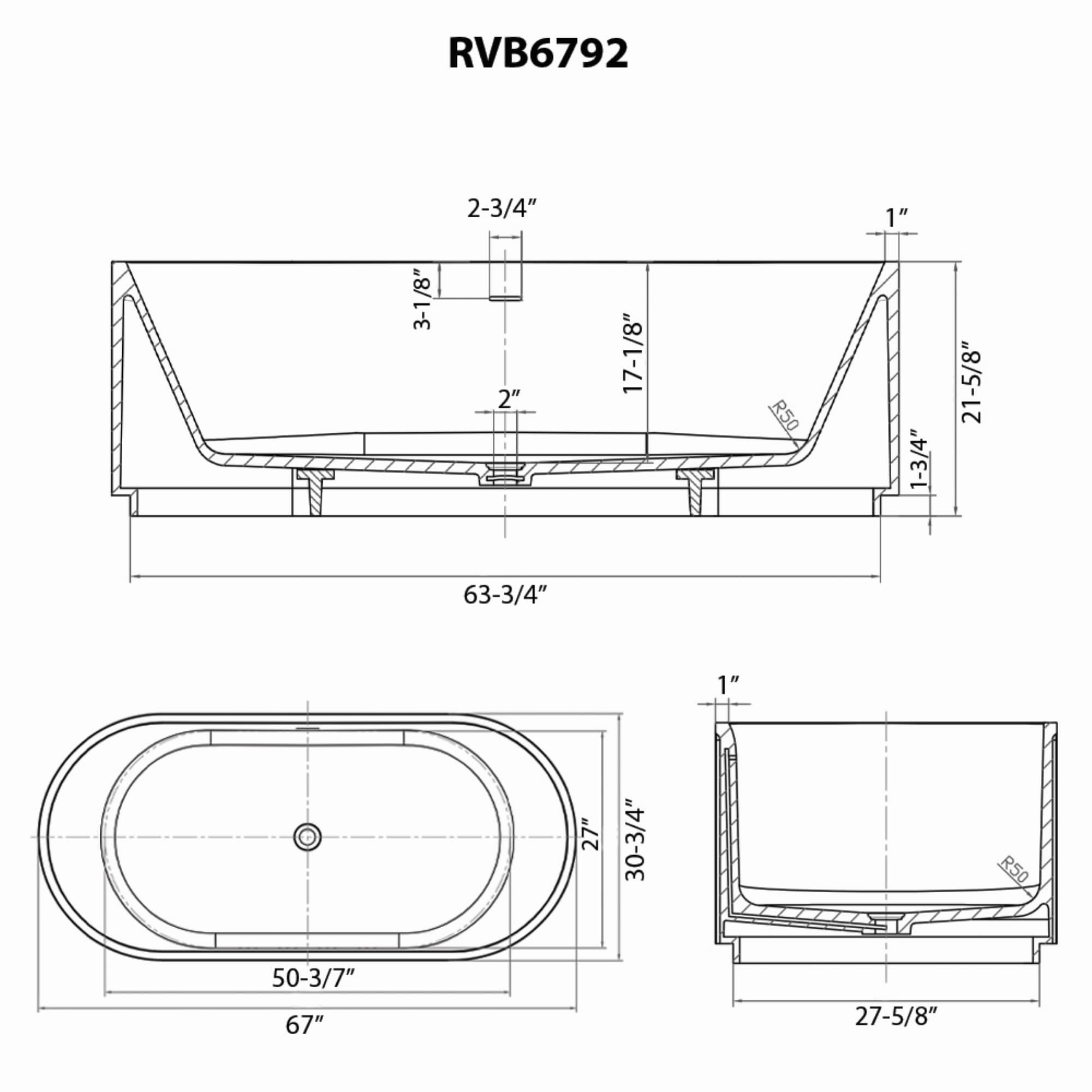 Ruvati RVB6792WH bathtubs - View #5