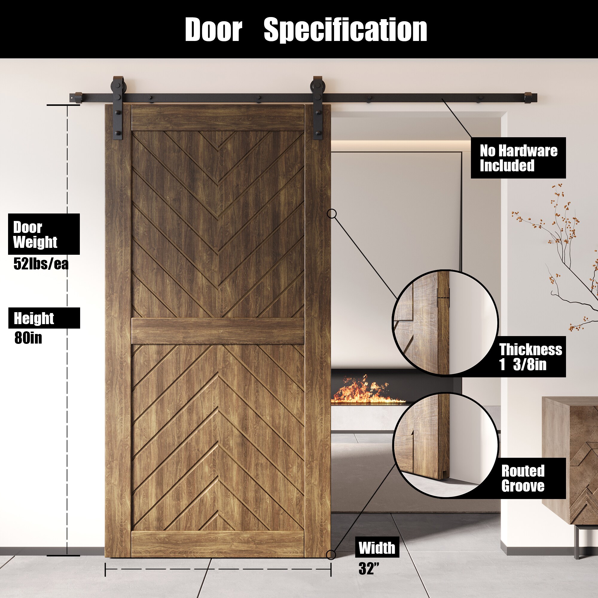 HOMACER JT4-3280-WA Barn-Doors - View #2