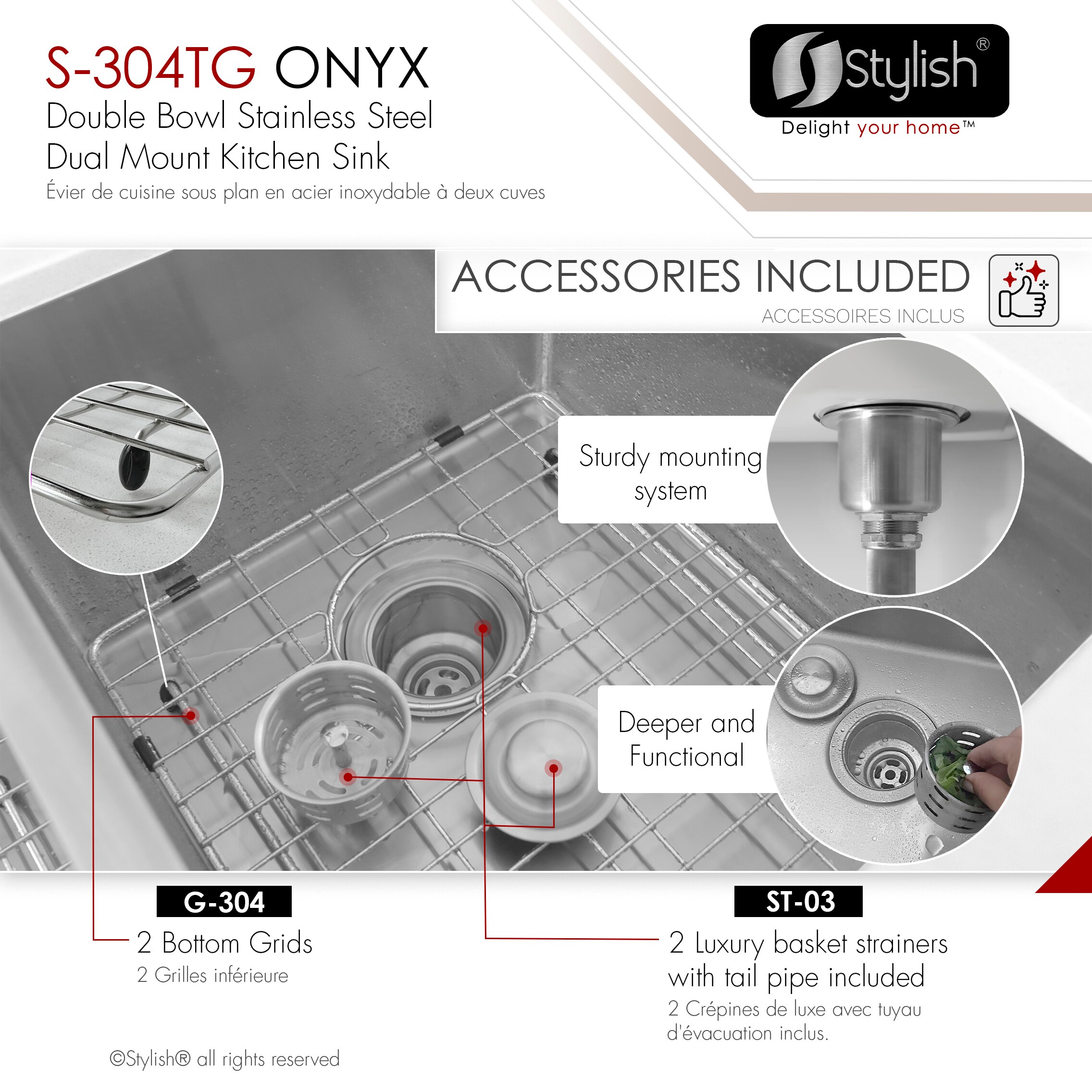 Stylish S-304TG1 Kitchen-Sinks - View #6