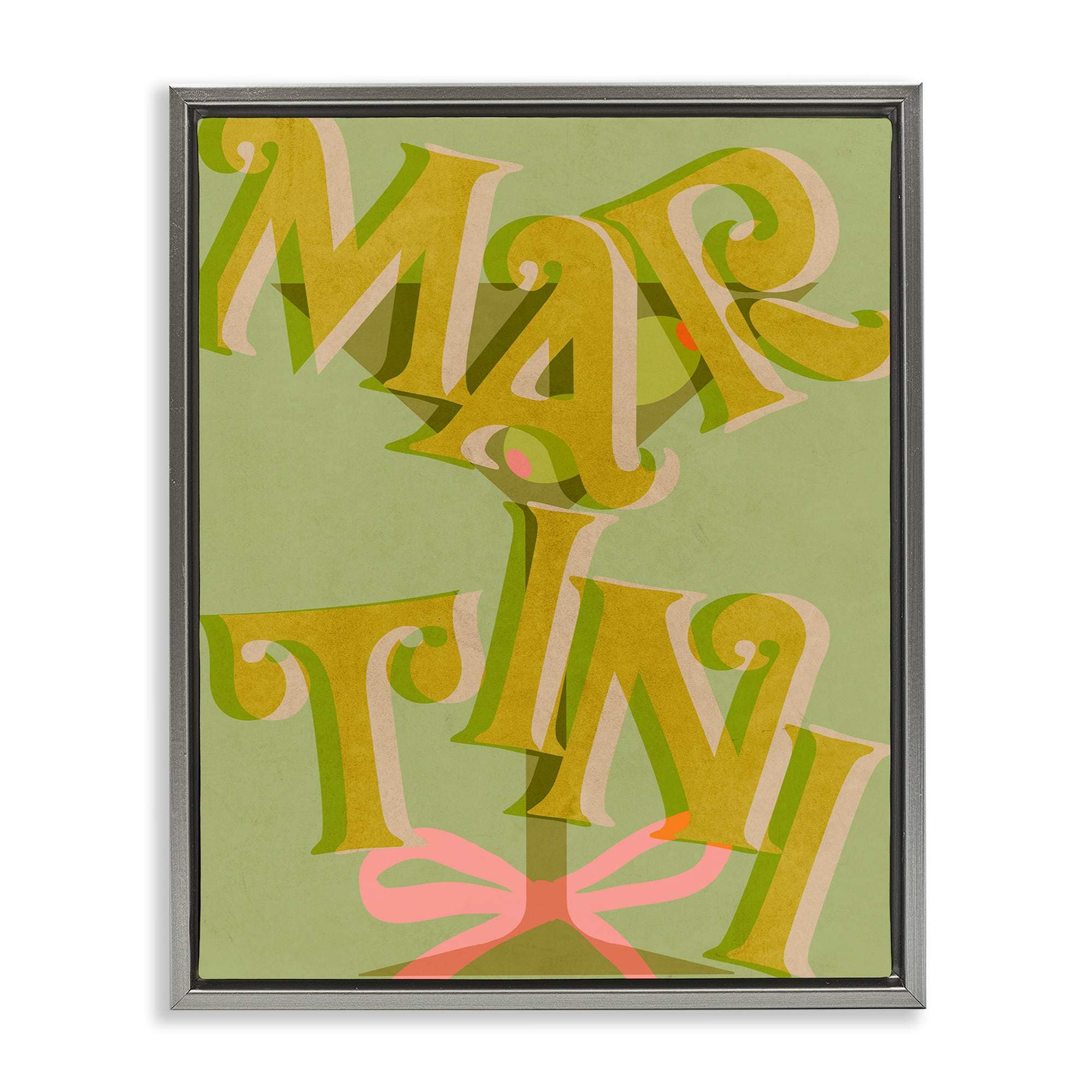 Stupell Industries BT-074-FFL-24X30 Classic Retro Martini Gray Framed Floater Canvas Wall Art By Lil Rue 25 x 31