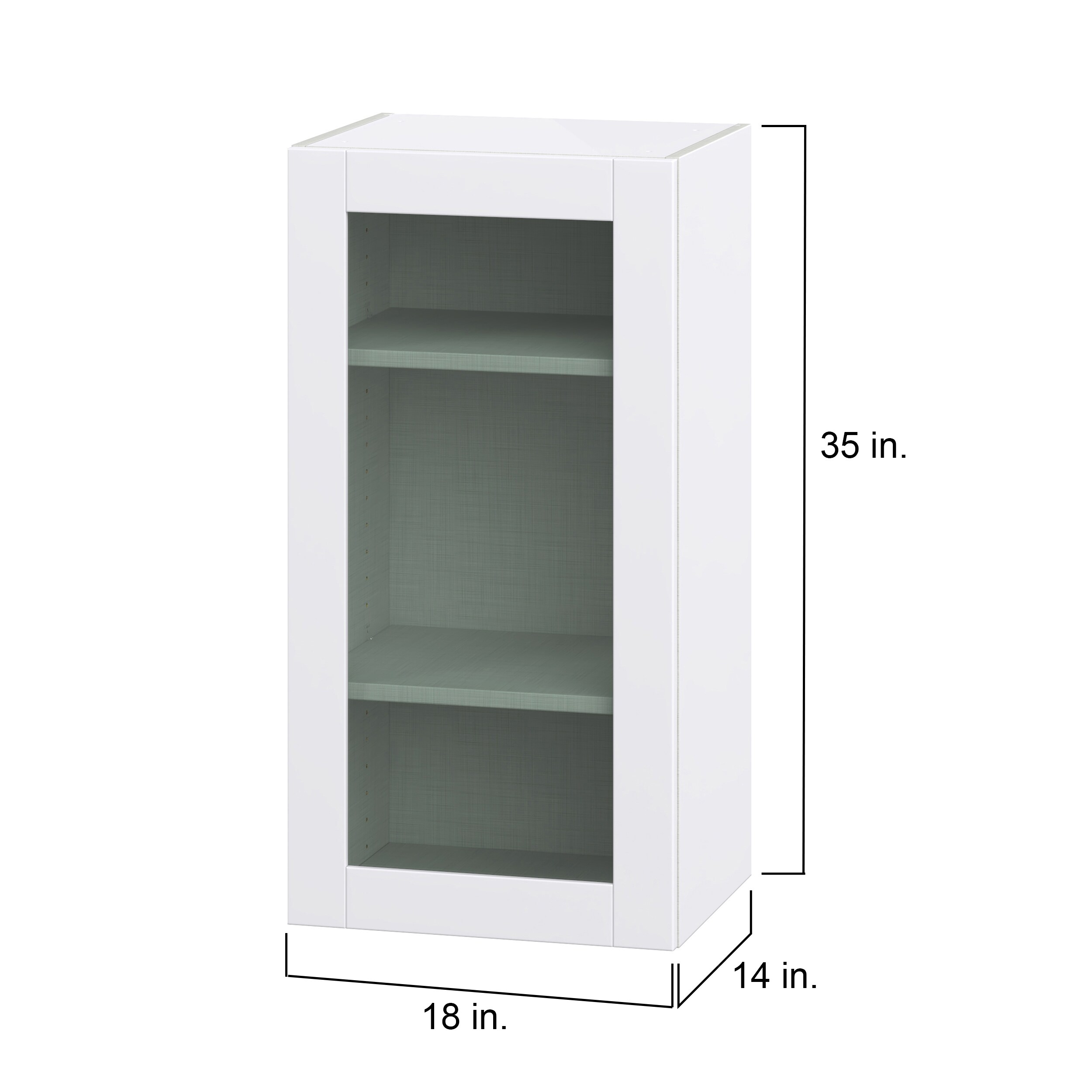 Hugo&Borg Rosemont 18-in W x 35-in H x 14-in D Glacier White Wall Fully Assembled Cabinet (Glass Panel Shaker Door Style)