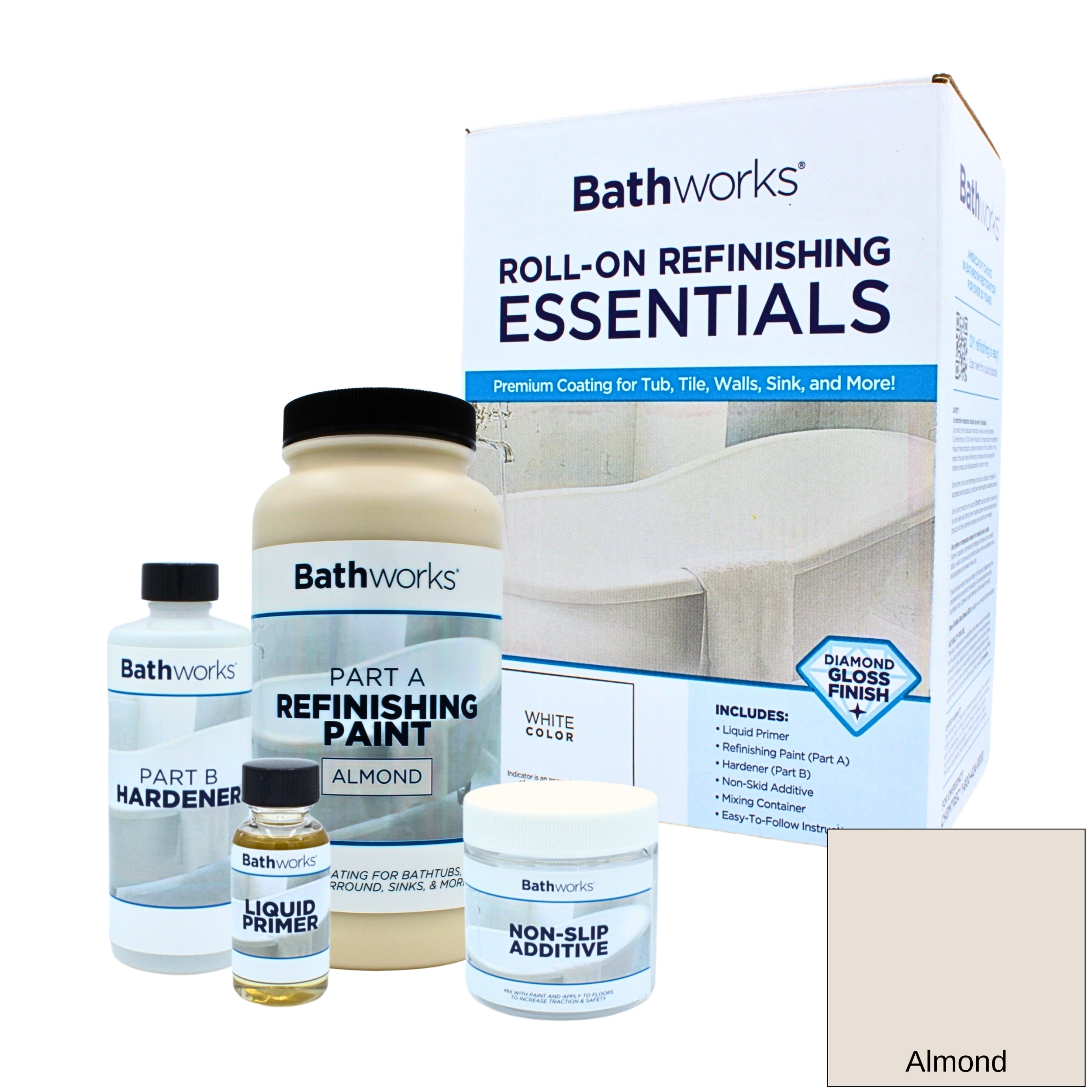 Bathworks BMRK-113 Almond High-gloss Anti-Skid Tub Tile Refinishing paint ( 1-pint )