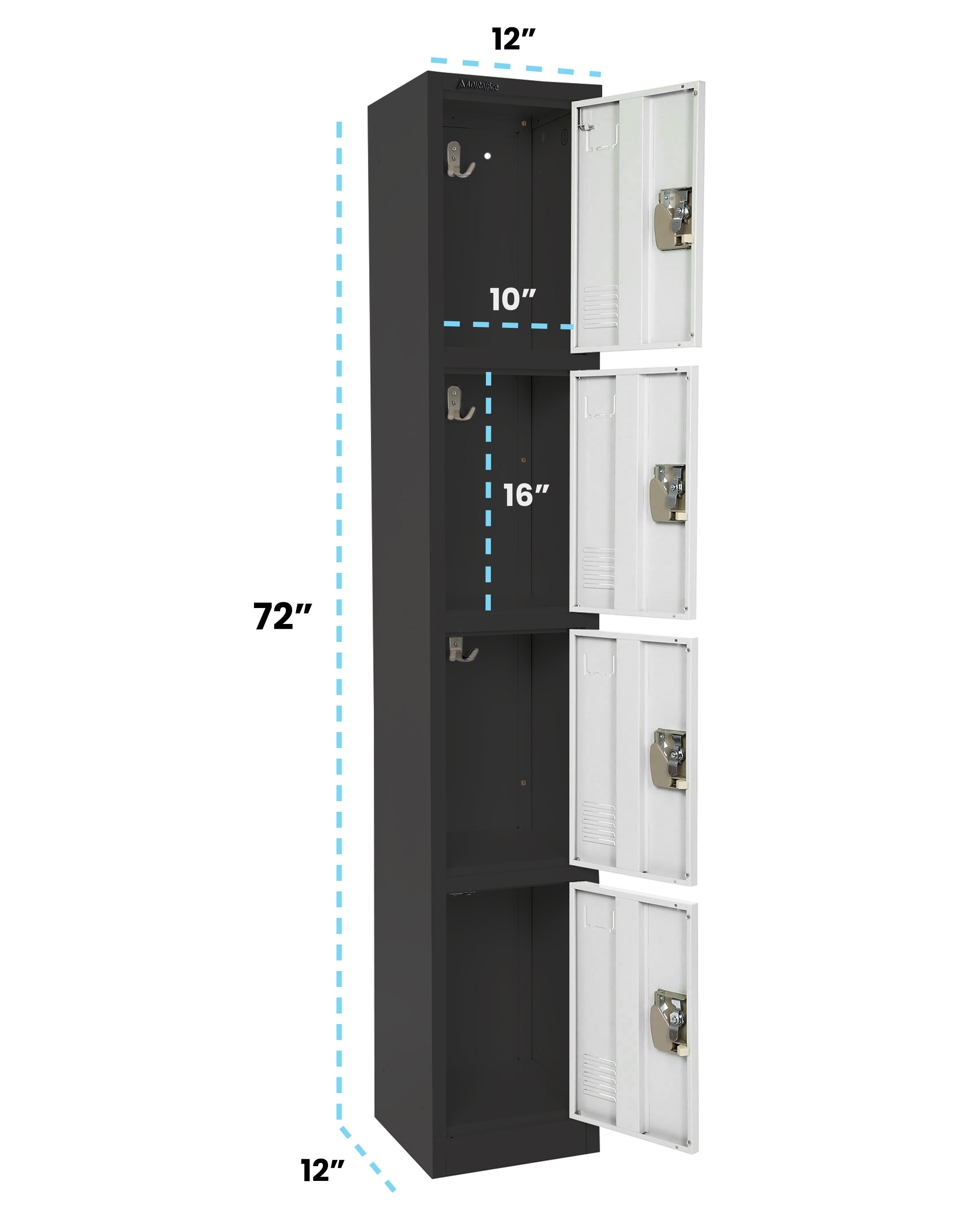 AdirOffice 629 Series Set of 2 12-in W x 72-in H x 12-in D Steel Full ...