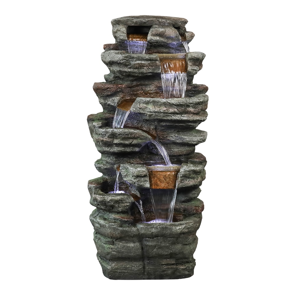 Watnature GPF220048 48-in H Resin Electric Powered Rock Outdoor Fountain Pump Included