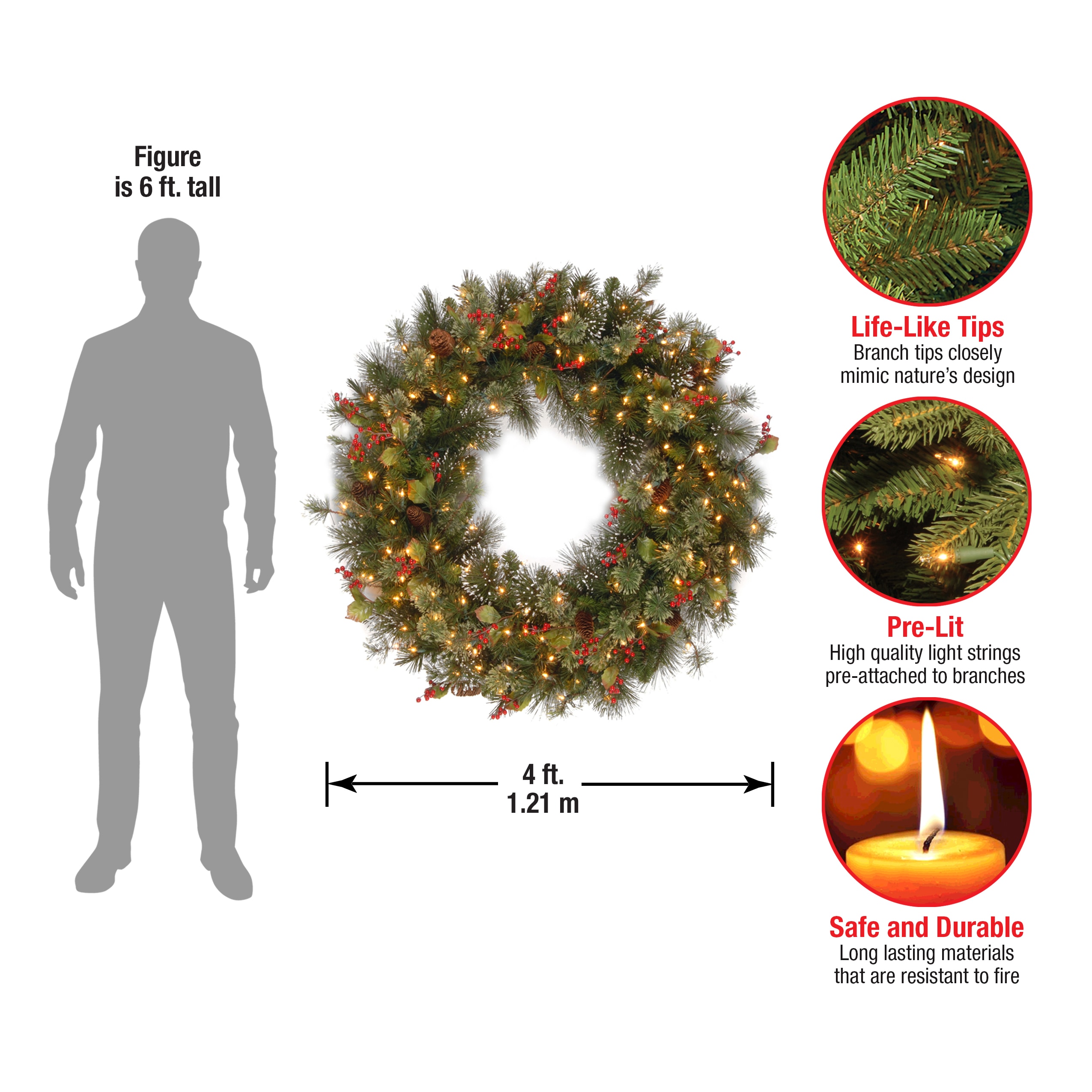 National Tree Company WP1-300-48W Artificial-Christmas-Wreaths - View #5