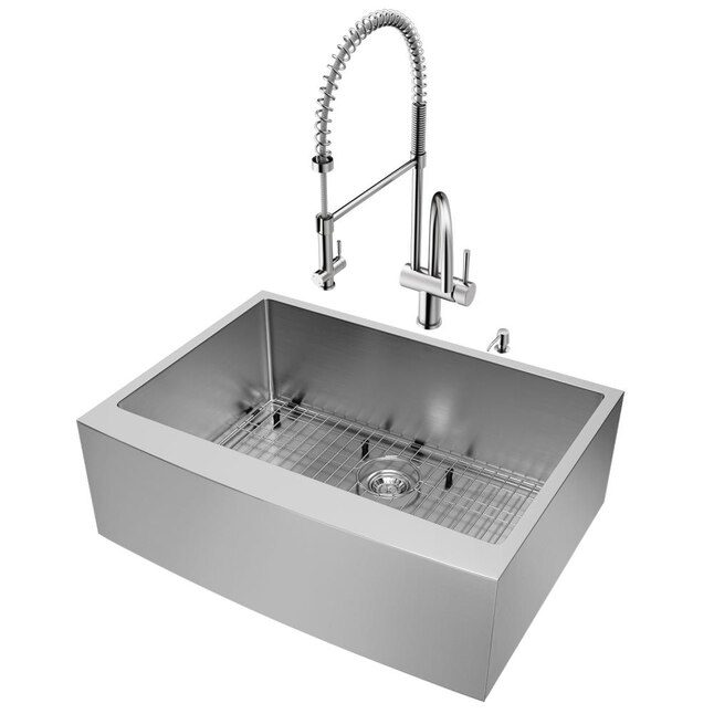VIGO Bedford 30-in x 22.25-in Stainless Steel Single Bowl Undermount Commercial/Residential Workstation Kitchen Sink All-in-One Kit VIGO Bedford 30-in x 22.25-in Stainless Steel Single Bowl Undermount Commercial/Residential Workstation Kitchen Sink All-in-One Kit