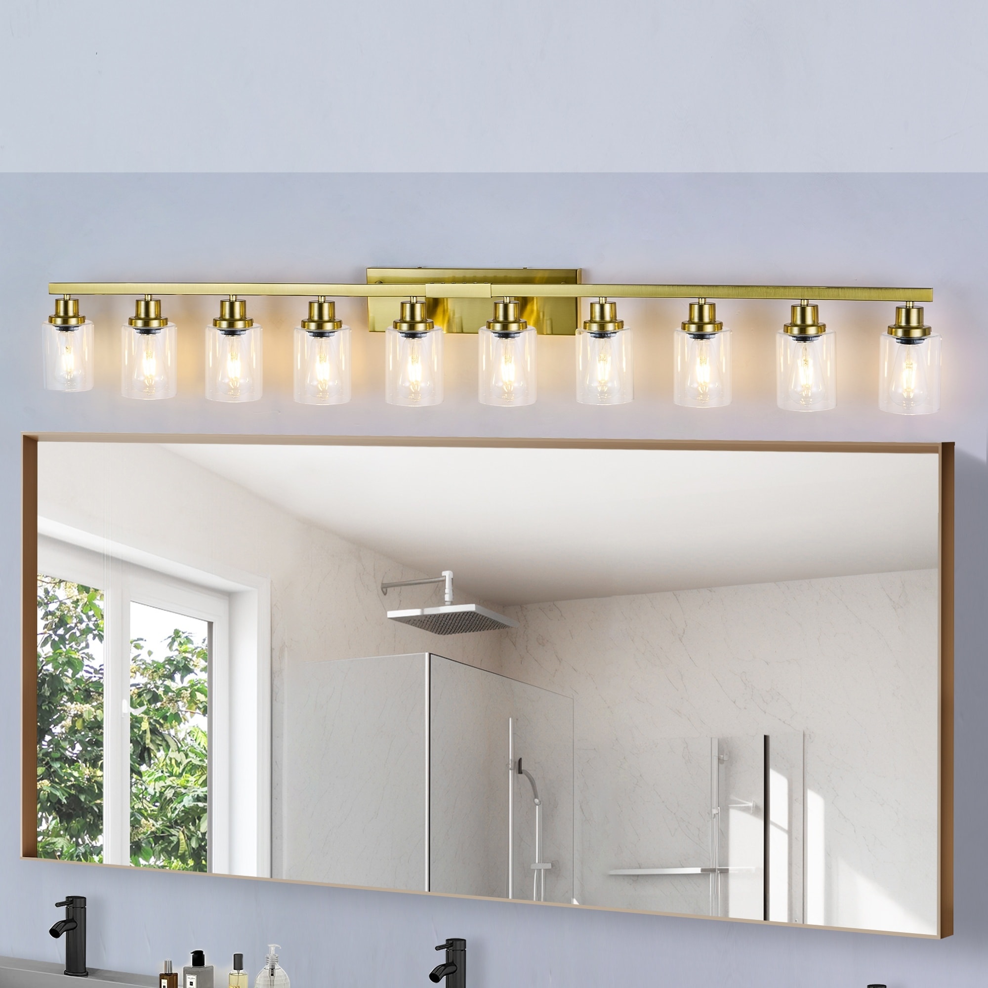 UOI 52 inch Gold Iron Vanity Light with 10 E26 Bulb Sockets
