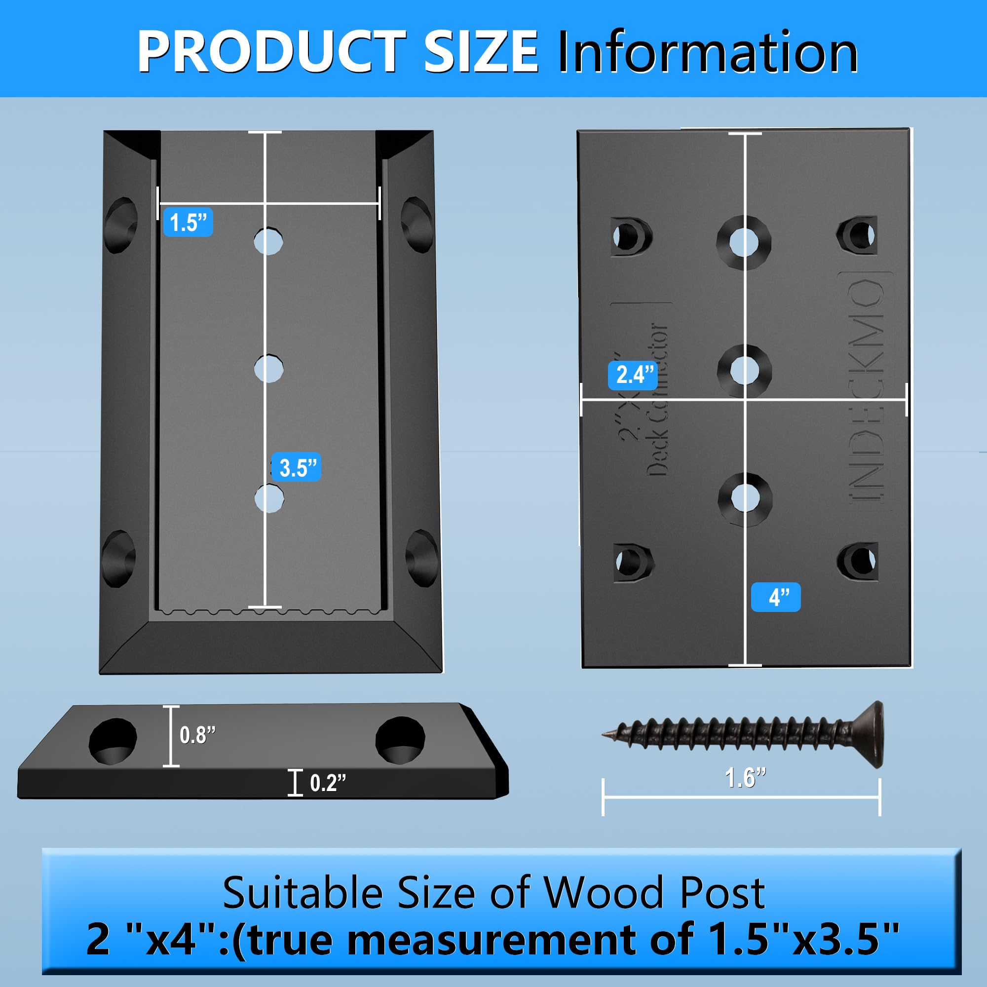 Aoibox 20 Pack 2x4 Inch Nylon Deck Railing Bracket Connectors for Wood ...