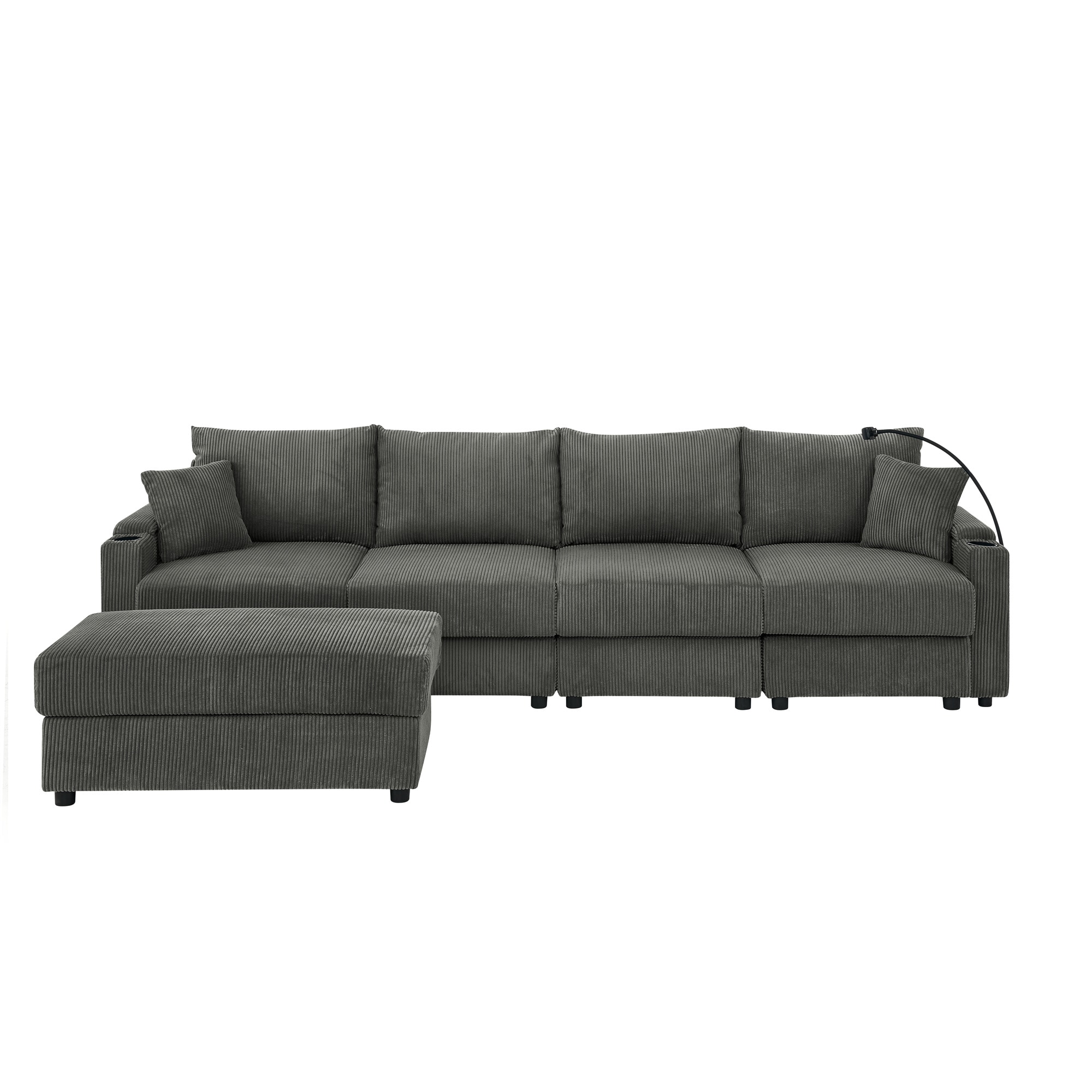 Bybafun YA3700496 132-in Casual Gray 4 -seater Sectional