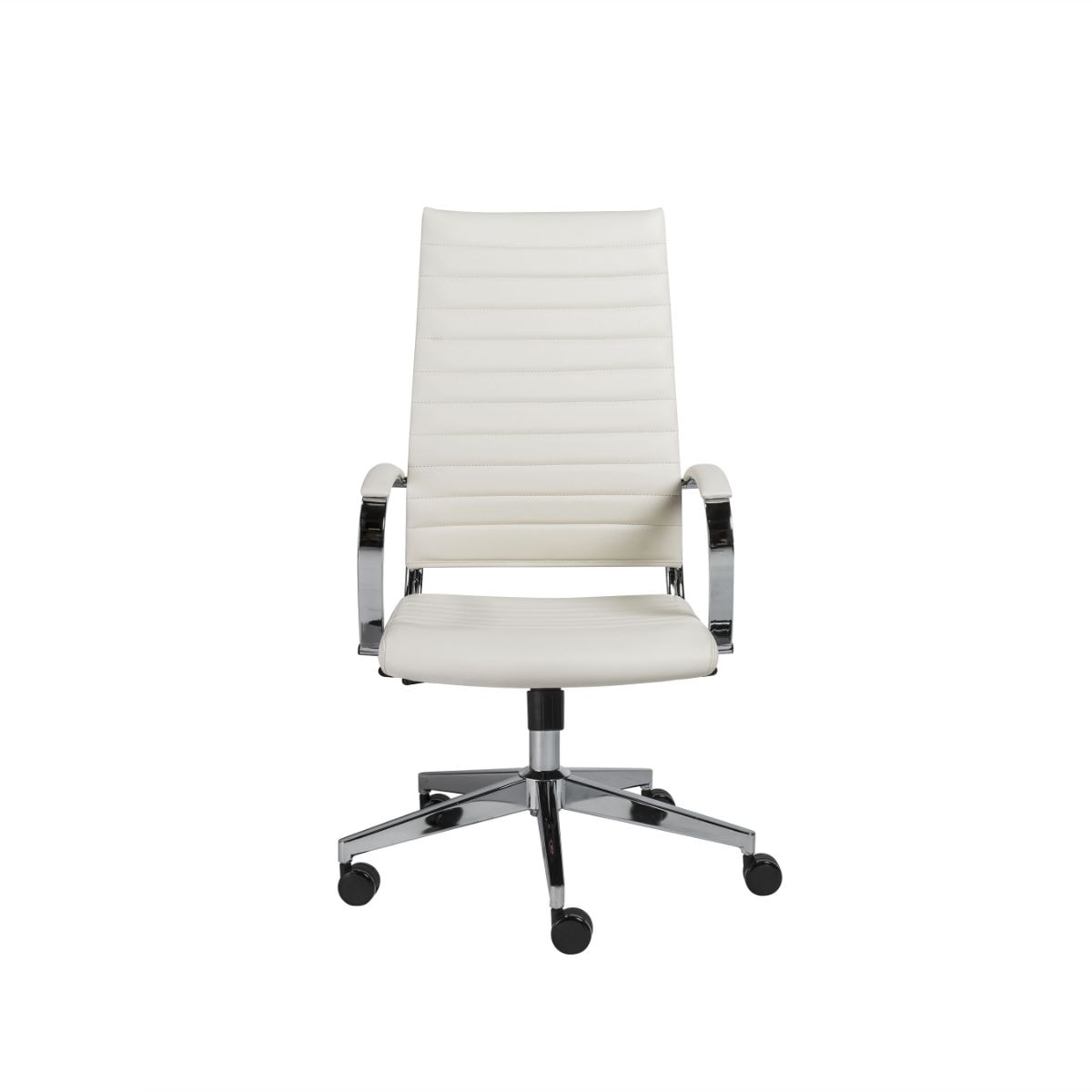 HomeRoots 370499 Amelia White Contemporary Adjustable Height Swivel Faux Leather Desk Chair