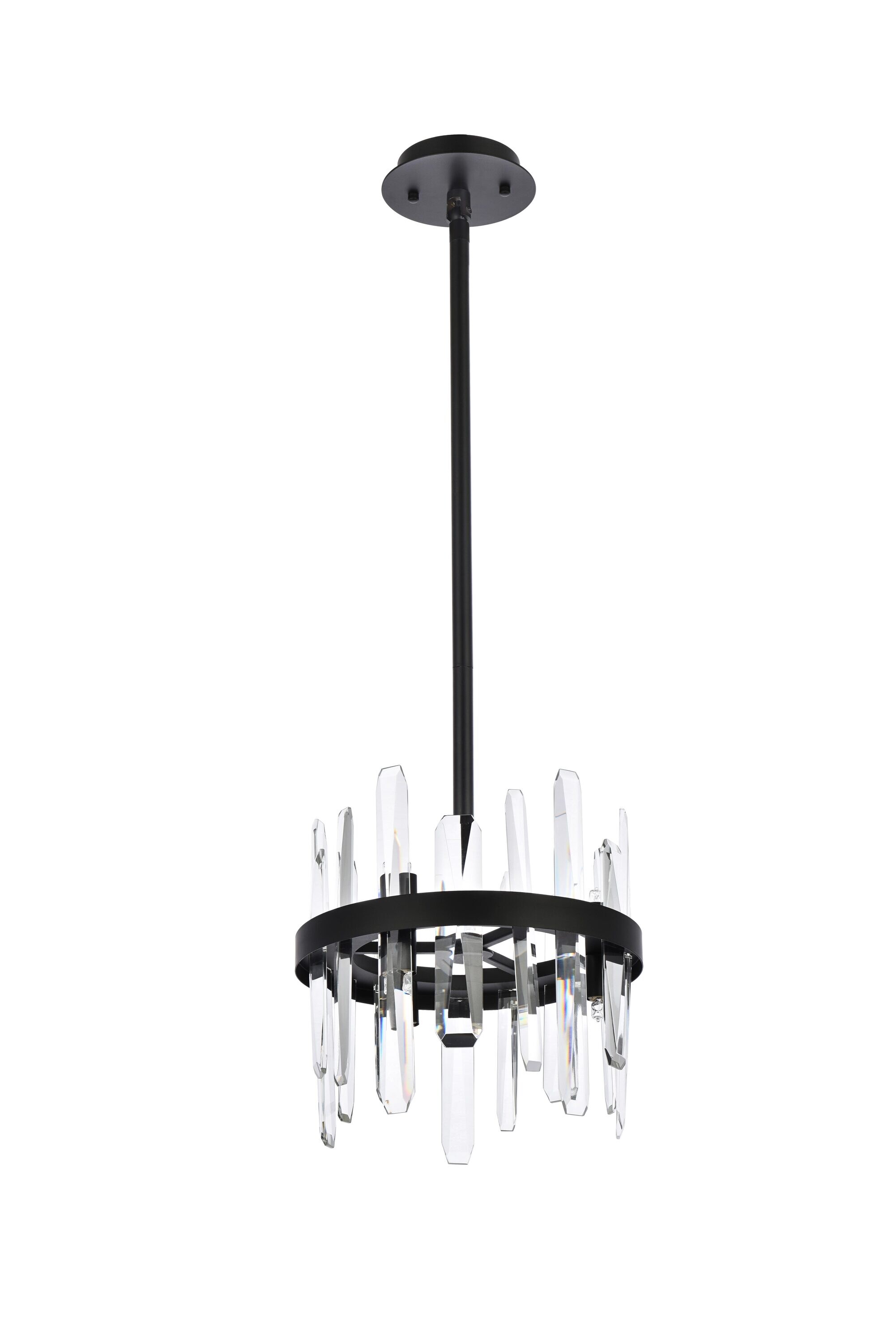 Serena Black Iron Pendant with Clear Crystal Prisms