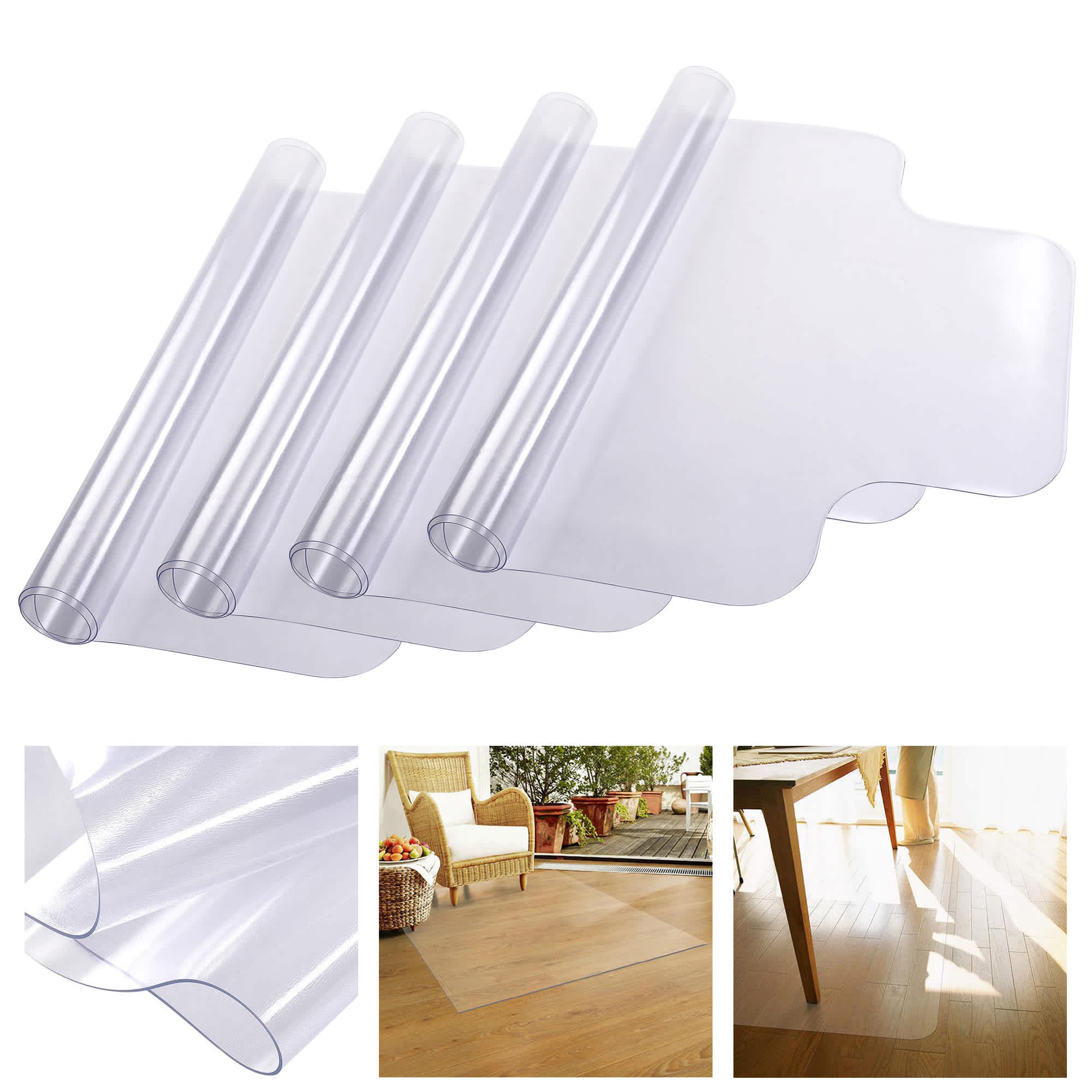 Yescom 06FMT1-4836C-08X4-LO Clear Office Chair Mat for Hardwood 48 x 36 with Lip 4PCS PVC Floor Protector for Rolling Desk Chairs 1.5mm Thickness