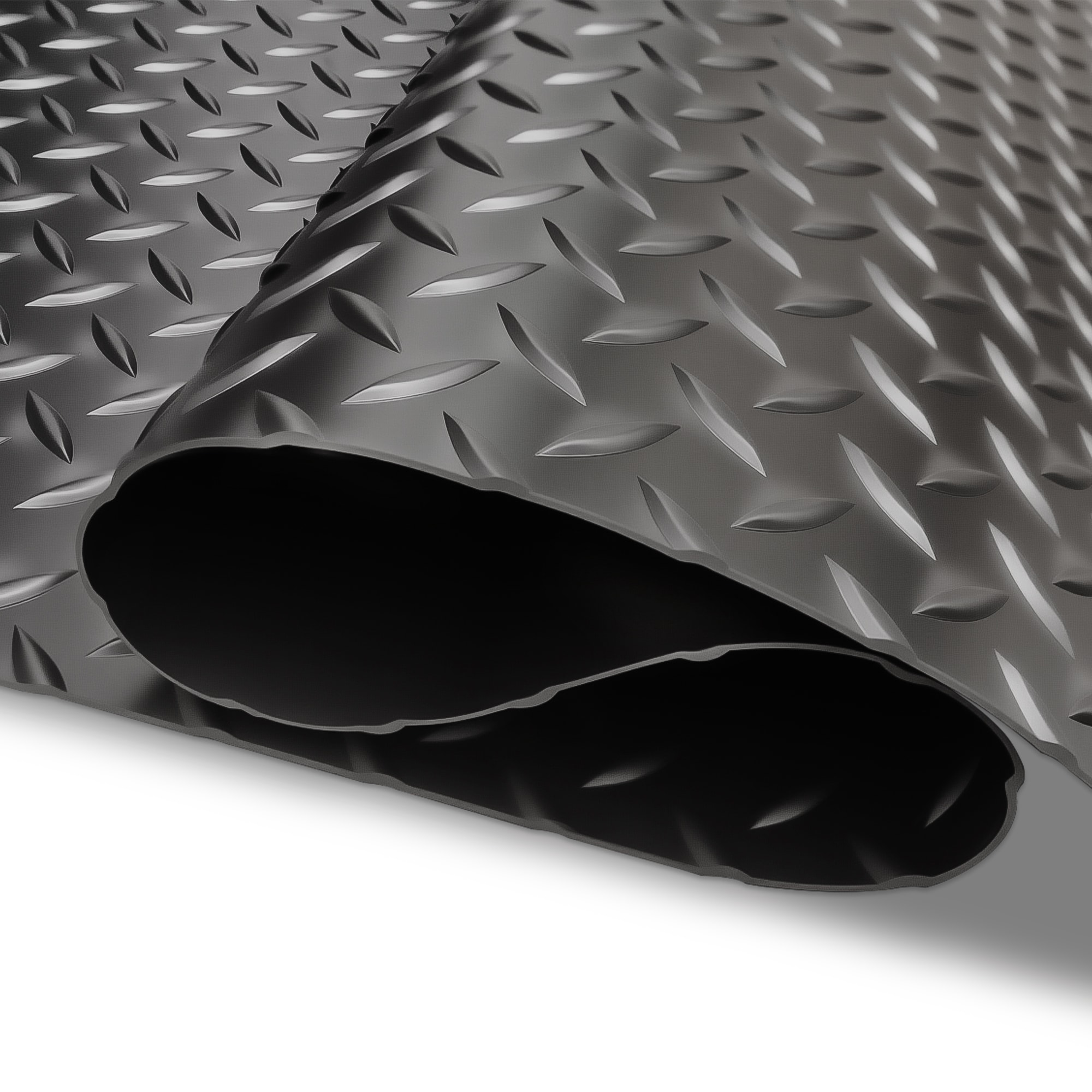 LOVMOR Diamond-Textured 8.5ft W x 22ft L Black Garage Flooring Rolls #SF-R-CKD-8X22