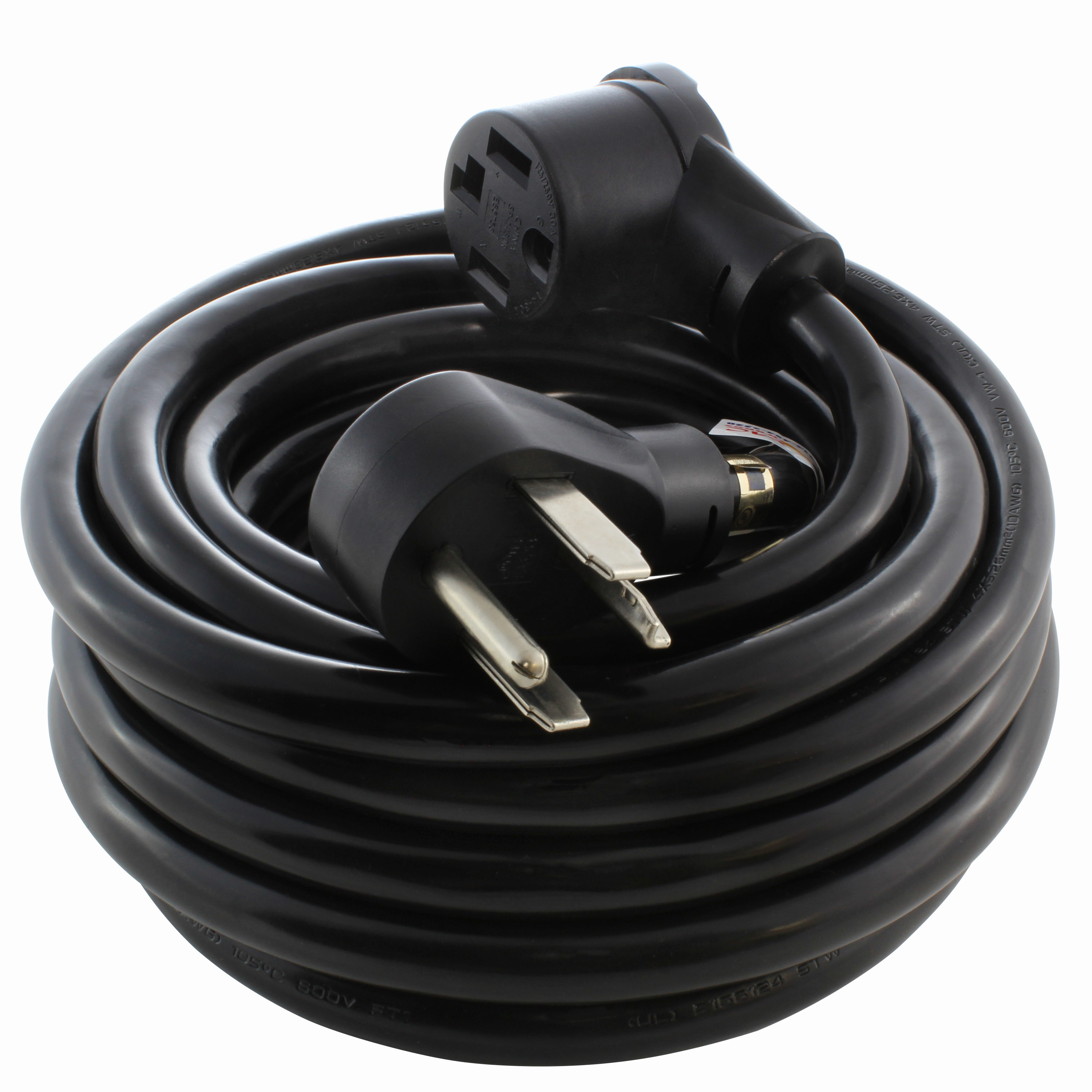 AC Works 10ft 30A 125/250 Volt NEMA 14-30 4-Prong Dryer 10-ft 10/4-Prong Indoor/Outdoor STW Heavy Duty Appliance Extension Cord in Black | 1430PR-010D