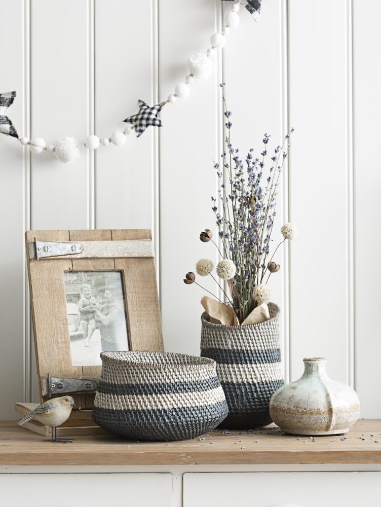 Set of 3 Distressed Aqua and Beige Ceramic Table Vases