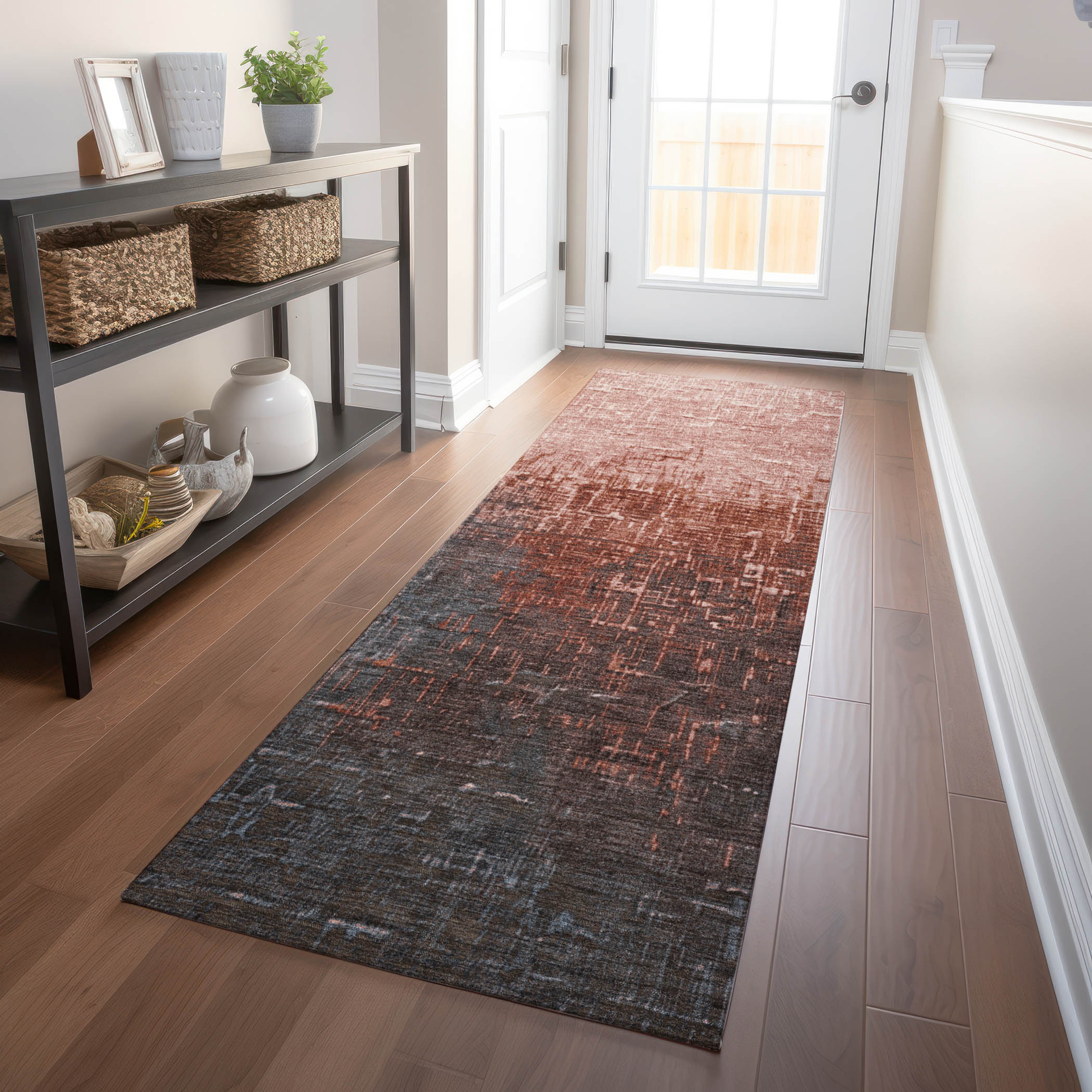 Addison Rugs ACN1066PK2X8 Chantille ACN1066PK 2 x 7 (ft) Polyester Paprika Rectangular Indoor/Outdoor Geometric Machine washable Runner rug