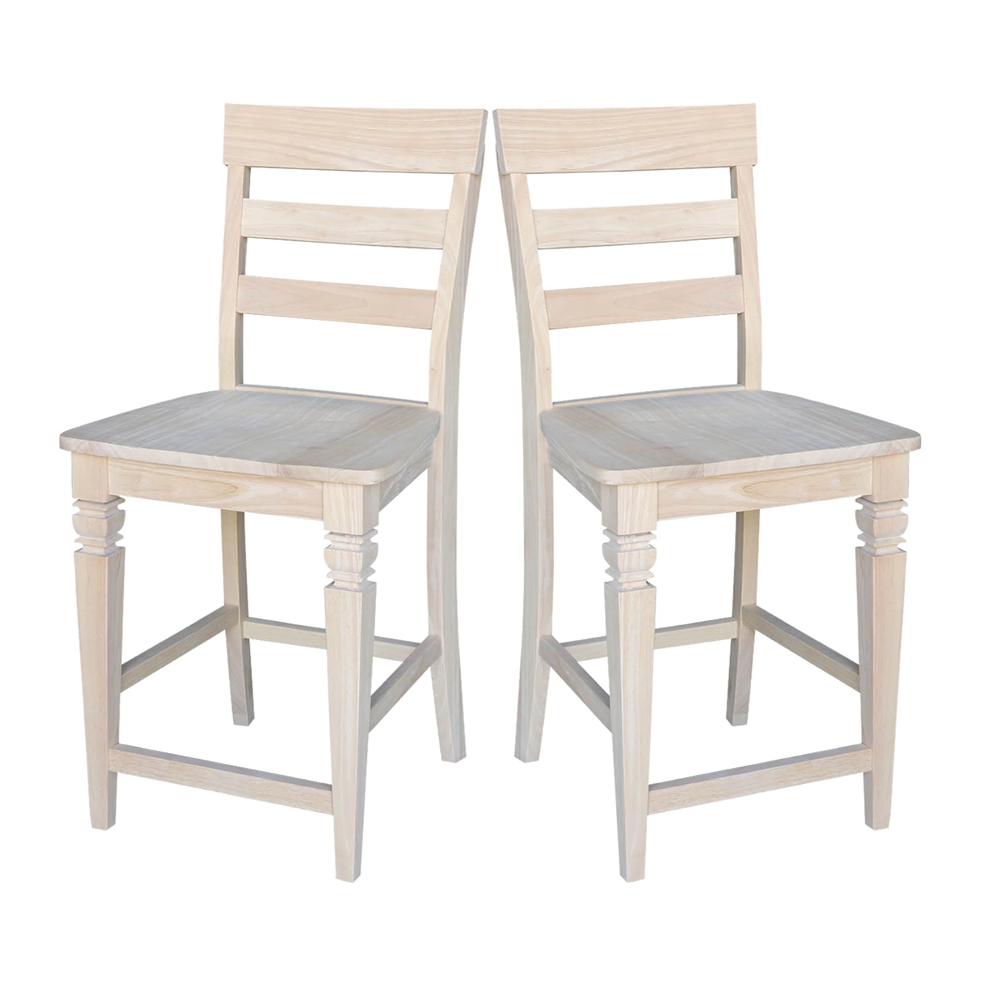 24" Unfinished Solid Wood Ladder-Back Counter Stool