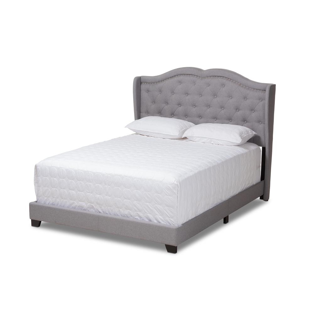 Baxton Studio Aden Grey Queen Wood Upholstered Bed in the Beds