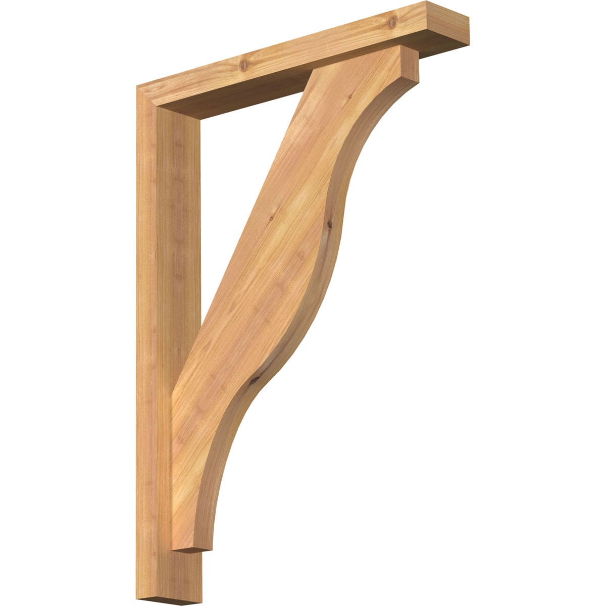 Ekena Millwork 1462318 Funston Block Smooth Bracket with Offset Brace 3-1/2-in x 20-in x 28-in Western red cedar Brown Wood Standard bracket